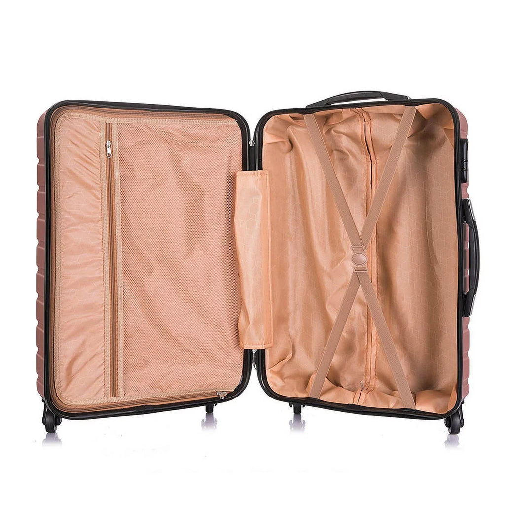 4 Luggage Luggage Piece gold rose Cover&Hanger Spinner Hardshell with On Suitcase,Carry Free Wheels Sets,Travel Inside