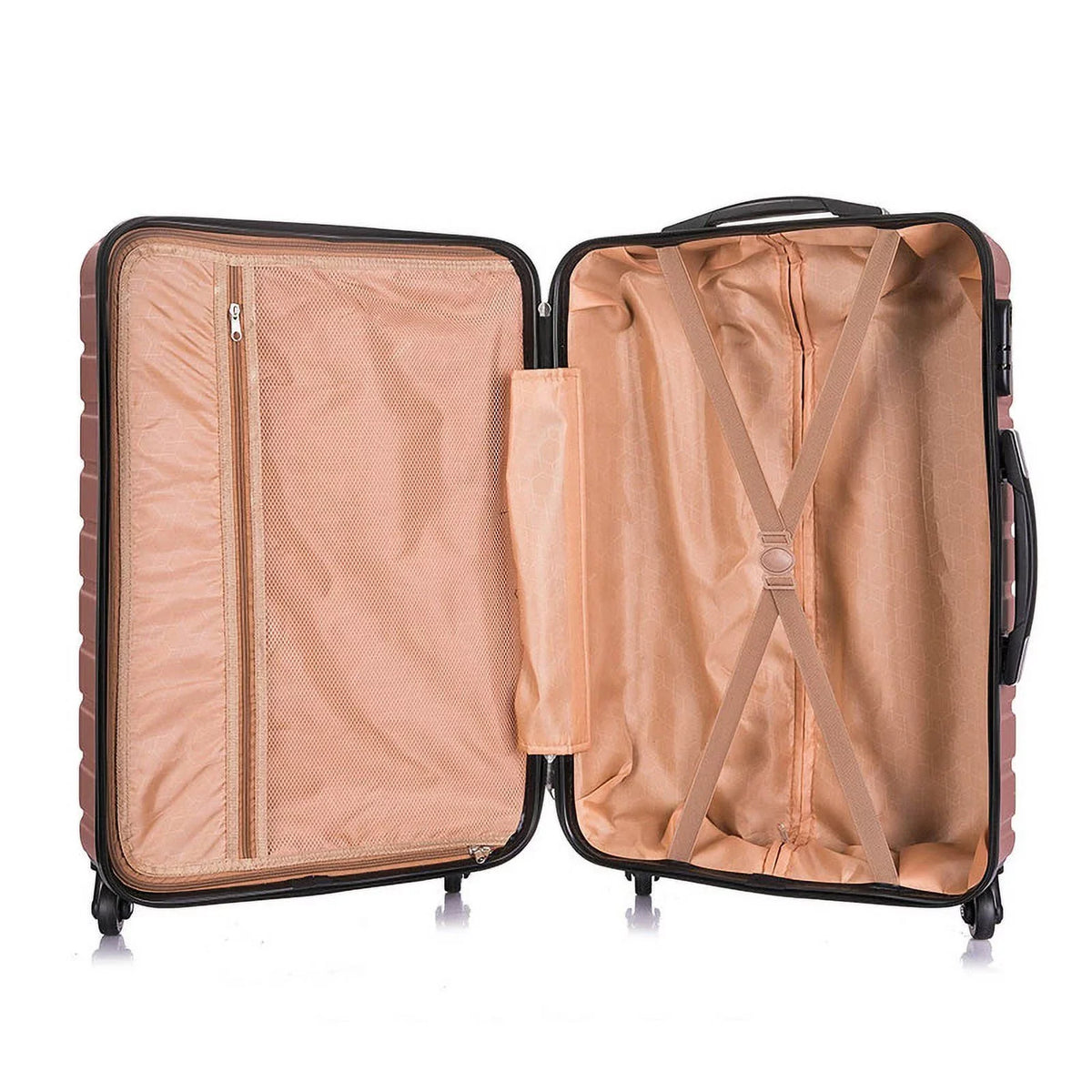 4 Luggage Luggage Piece gold rose Cover&Hanger Spinner Hardshell with On Suitcase,Carry Free Wheels Sets,Travel Inside