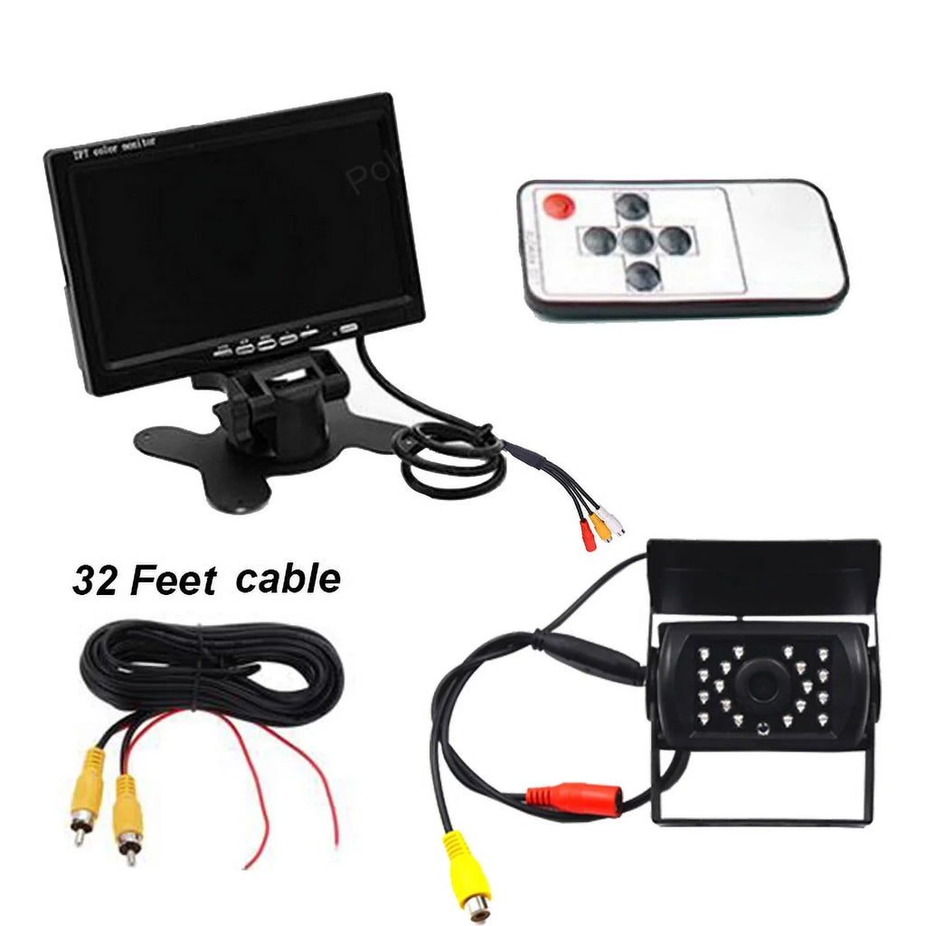 cable 18 Night parking for Monitor IR with Van LED RV system Bus reverse feet Car Vision+32 Truck TFT 12V/24V camera 7inch Car LCD