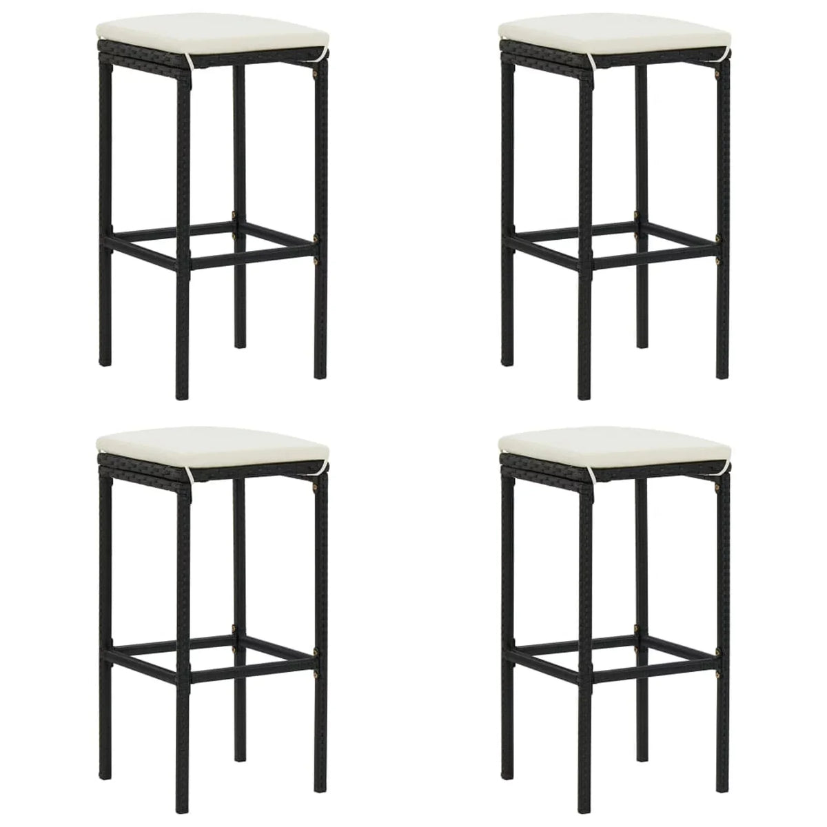 Set exterior Garden Dining Chairs Shelf Cushioned Bar Pub, Set Anself Rattan Backyard, for and Storage with Table 5 Black Bistro, Poly 4 Patio Stool Terrace, Piece