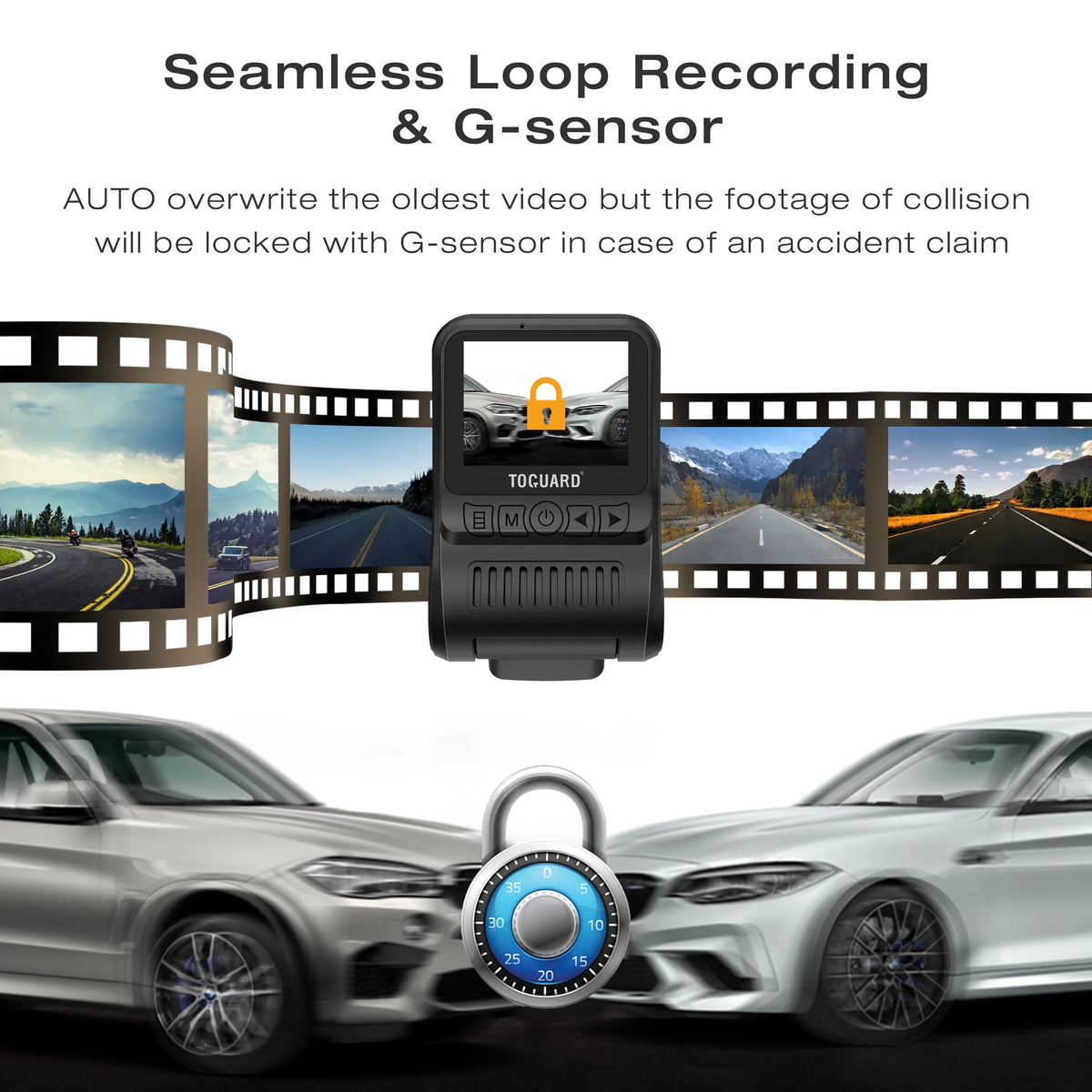 24H with 1080 Vision, Dual Night Loop Cam Front GPS Recording, Dash 170° Camera Wide for Dash Inside, WDR 1.5" Campark Car Cars Parking and Angle, Camera, Monitor