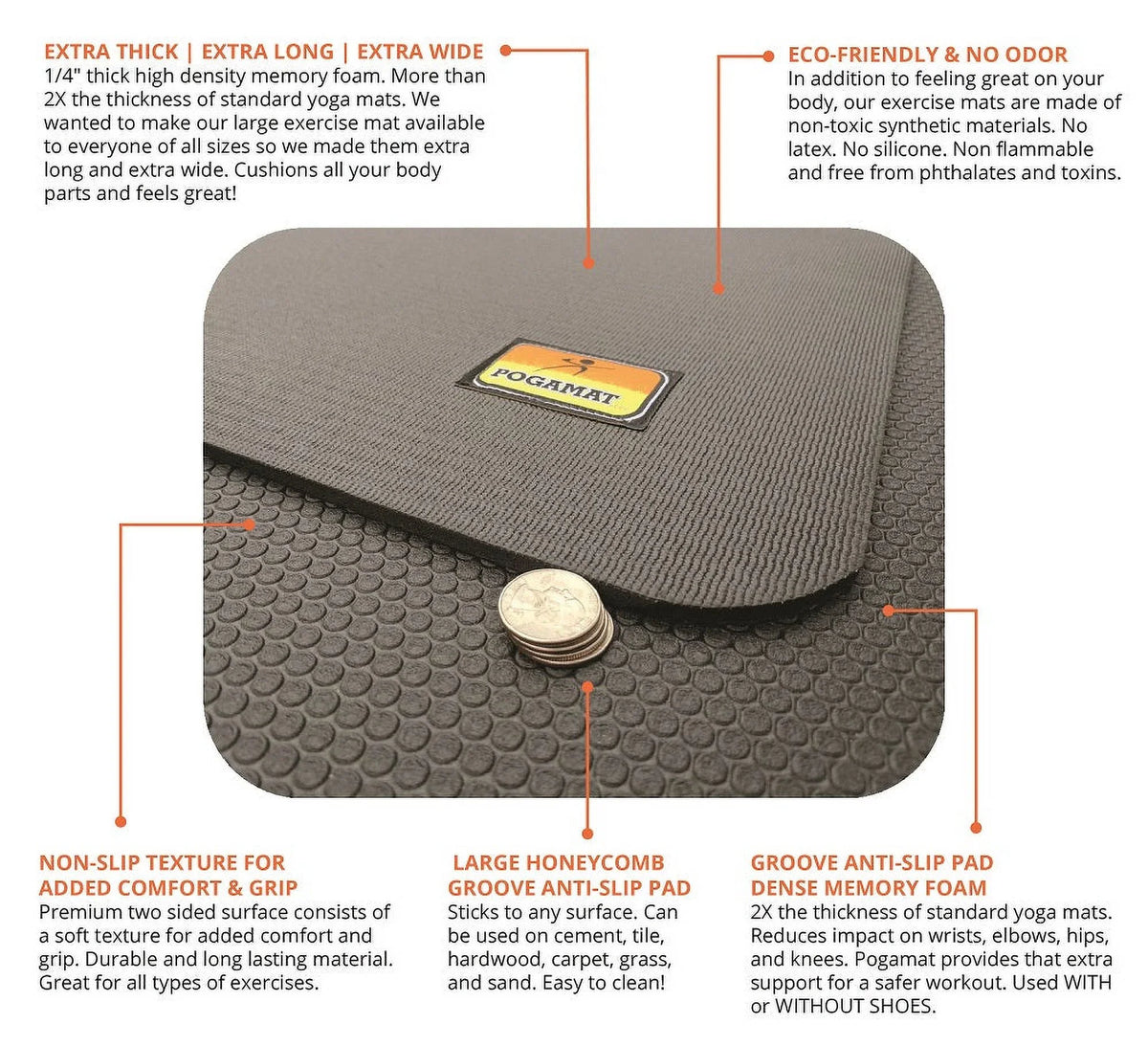 (60 1/4" x 6' Feet) Mat 10' Pogamat x Square Exercise
