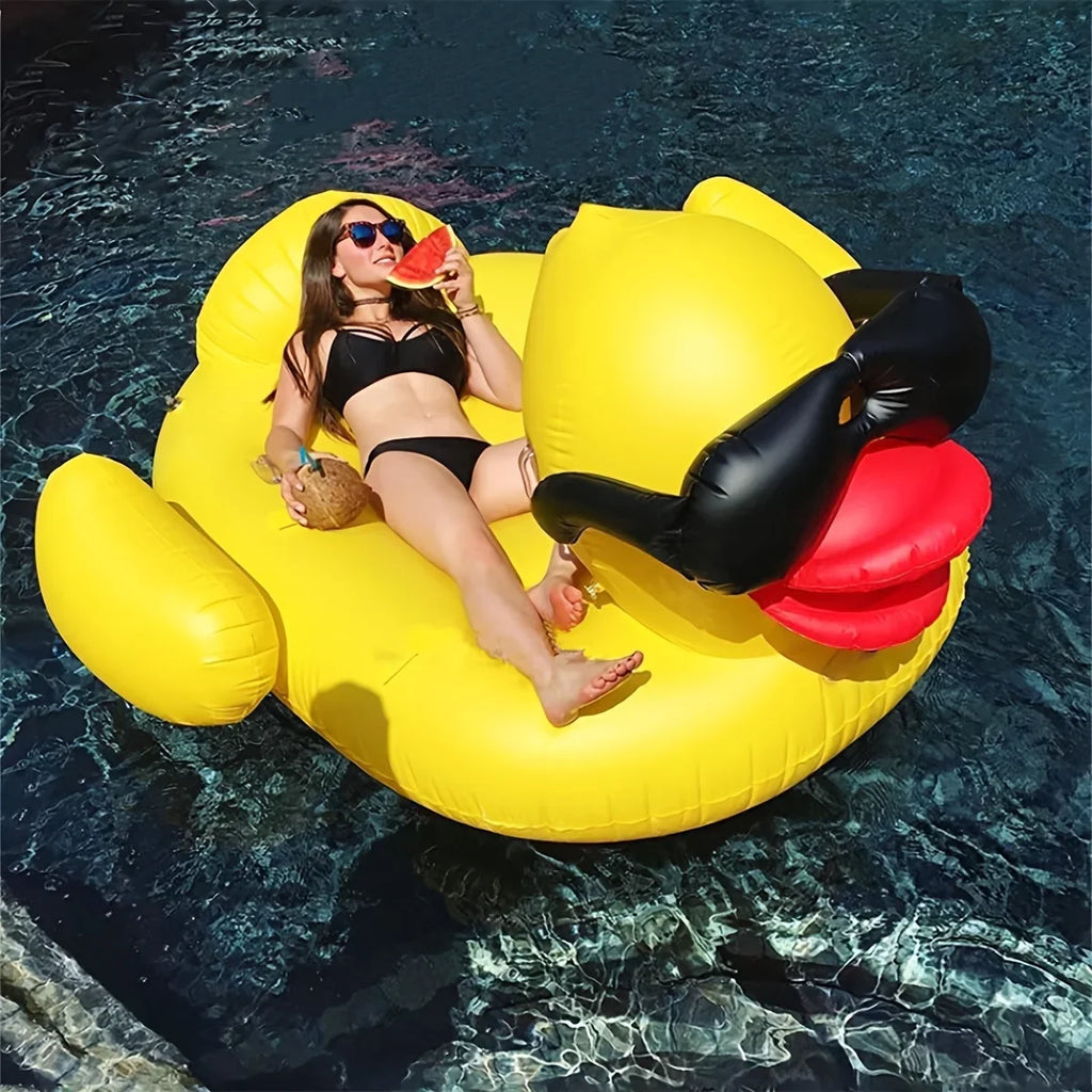 Inflatable liquid With Holders PVC Yellow Raft, Floating Two 1pc Big Duck Toy Beverage