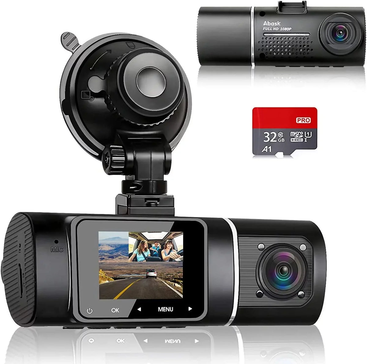Card - FHD - Recording,WDR Night Inside J05 32GB Mode,G-Sensor,Loop 170°/140° Abask Dual and With Dashcam Front With Angle Vision,Parking 1080P