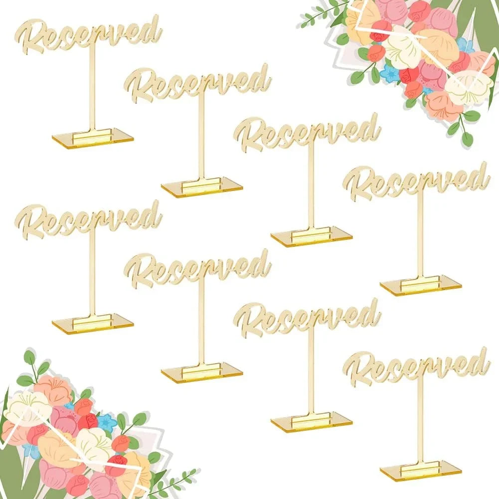 Table Reserved Sign Reservation for Party Golden Packs Guest Events Decor Wedding Signs 8 Reception Signs Wedding Wedding Reserved Acrylic Mirrored Sign Restaurant Seating Standing Table