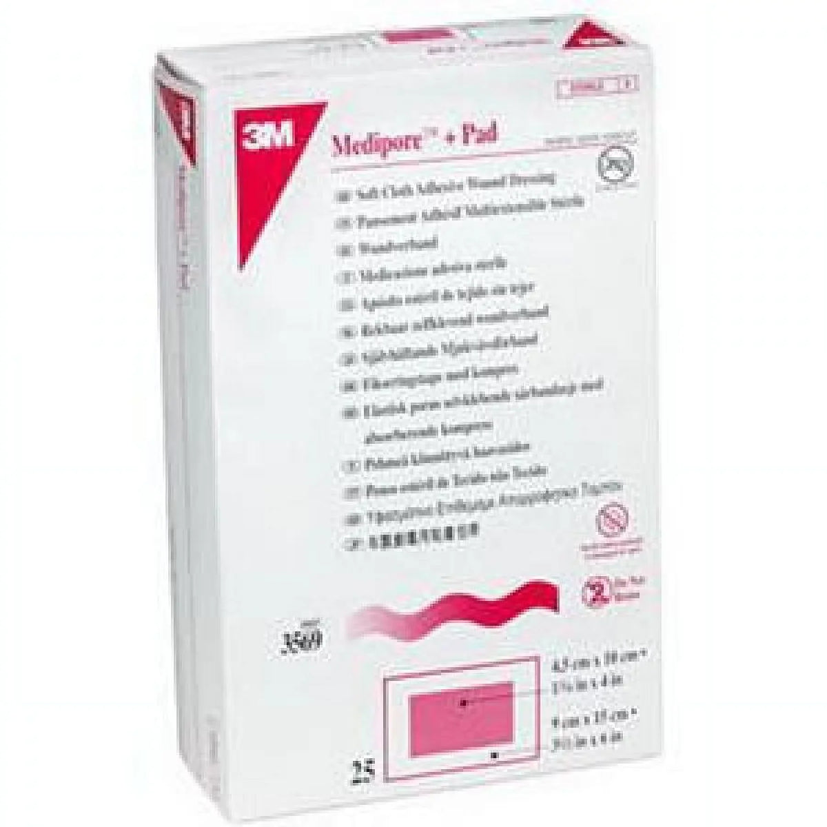 3M 25 - Count Medipore White, 8 Adhesive Inches, Inches Dressing x 3.5 Sterile,