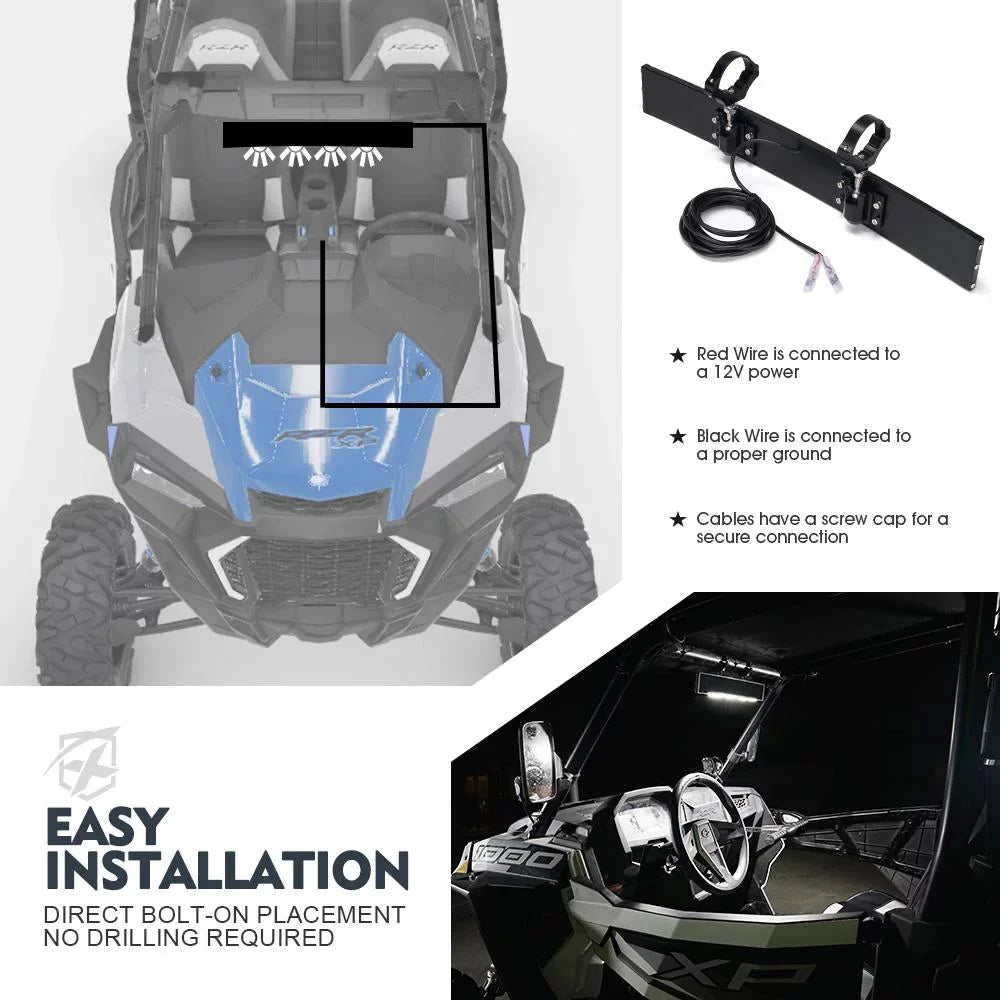 Lights LED Mirror Fits Rollbars Rear Integrated UTV Xprite View 17.5" Curved W/ 1.75"-2"
