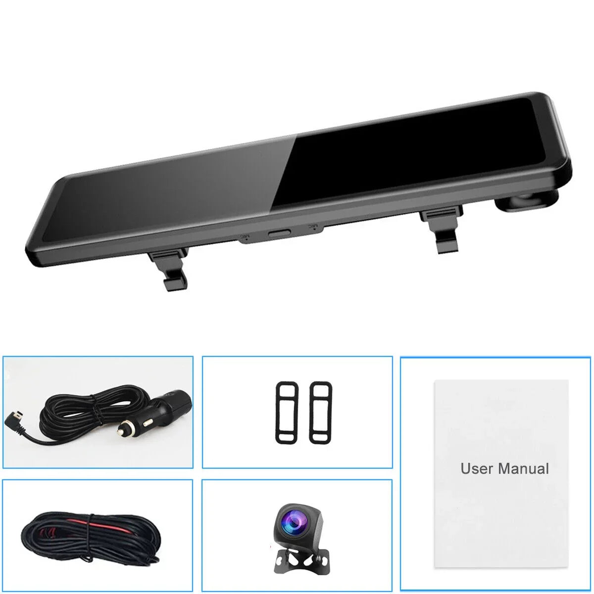Monitoring, Vision, Parking Dash Rear Car Camera 4K and 12" Mirror Camera Front Dual Cam Reversing Night Backup Assistance Super Ele-mall
