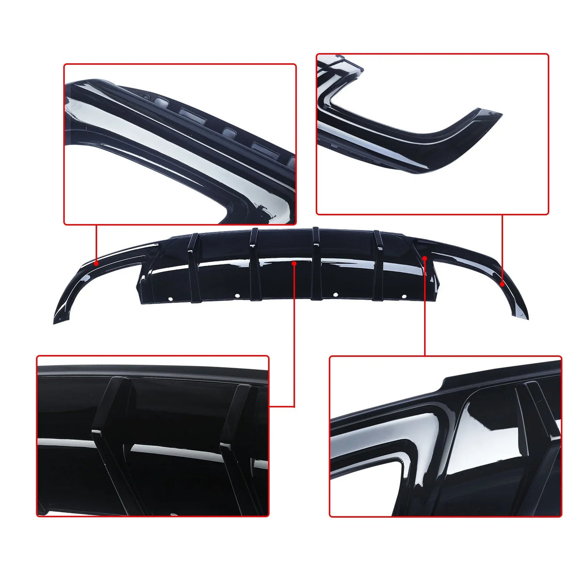 Lip 2015-2022 for Black NINTE Back Gloss Rear Exhaust Chrysler 300 SRT Diffuser Square