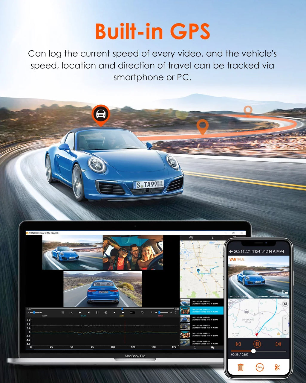 Nearly Interior Front+1080P IPS Dash 30FPS built 2K Angle, 24h Wide Rear Camera Monitor, Channel inch Touchable S2 Car 360° with WiFi in, Parking 3 Supercapacitor Screen 3 +1080P Cam, Vantrue GPS