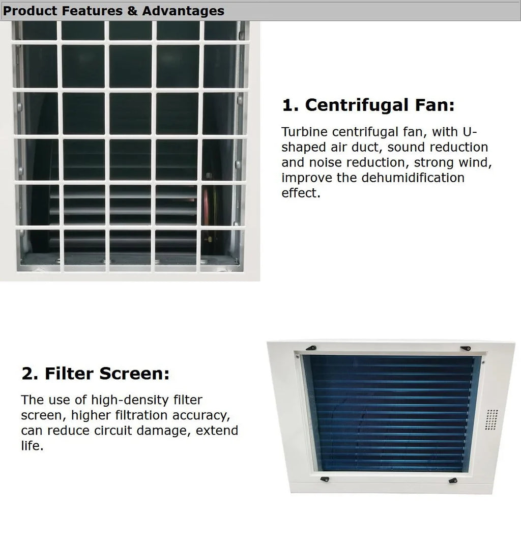 Ceiling-Type Commercial Greenhouses Dehumidifier Household Planting 338Pint/D Basement Warehouse