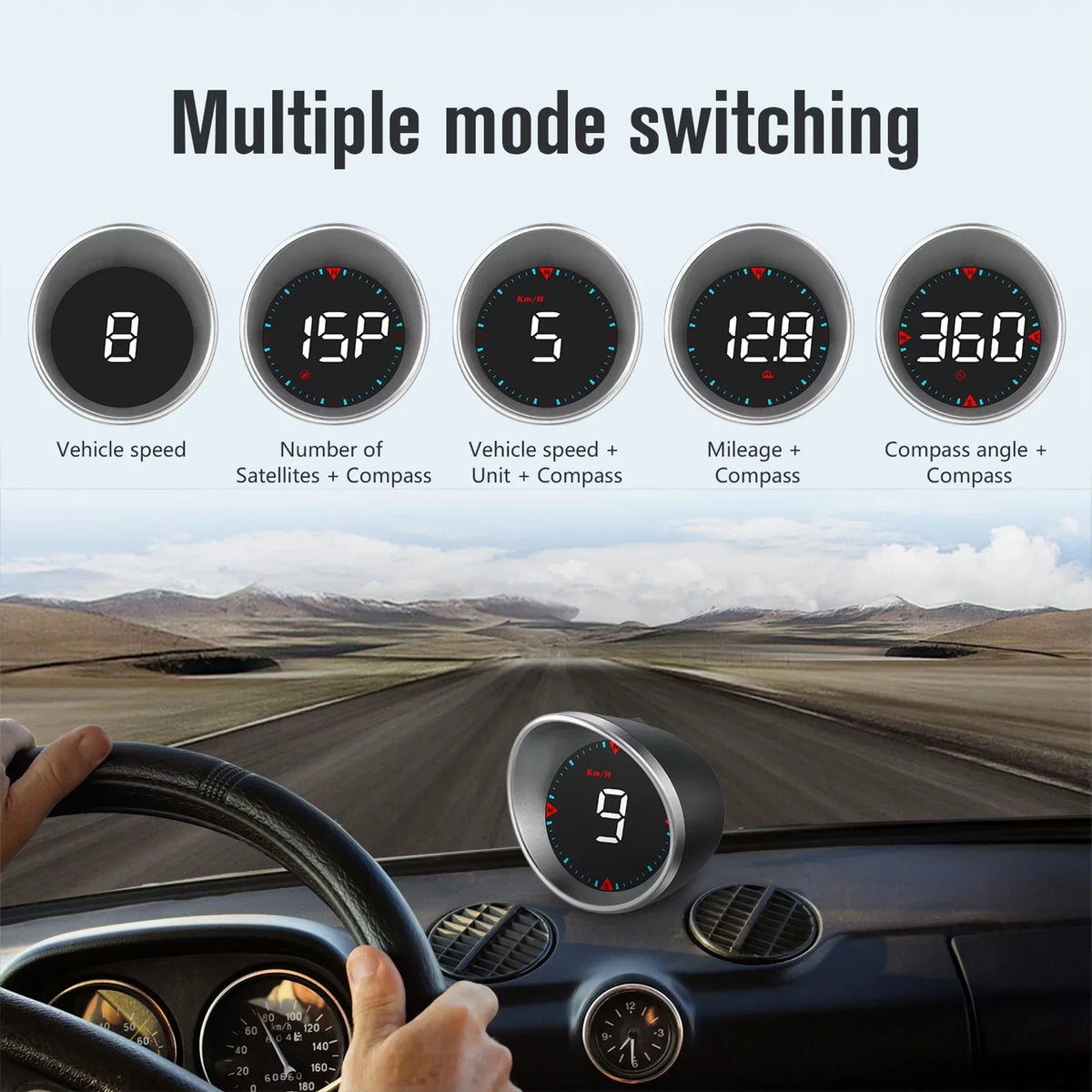 Driving Digital Driving Display Alarm Speedometer Angle, Mileage, Alarm Display Compass Car and Fatigue Overspeed Head-up