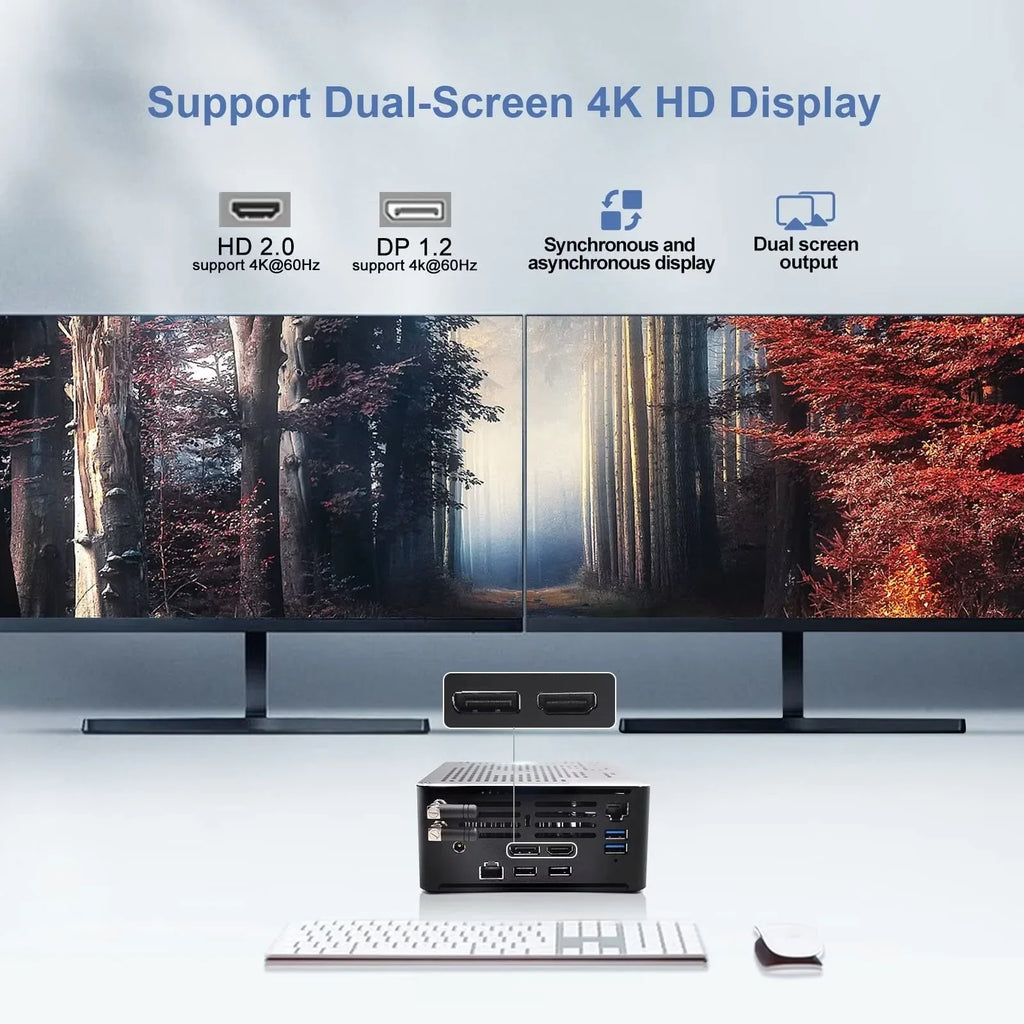 VR, 1TB 9750H mini Auto Dual Strong Type-C Mini Pro Power 4K PC Support On HD 64GB SSD / 4K HDD Displays Micro DDR4 Wireless Windows HDD Technology, 11 Small HD+DP, 2TB Extension, RAM i7 Computer