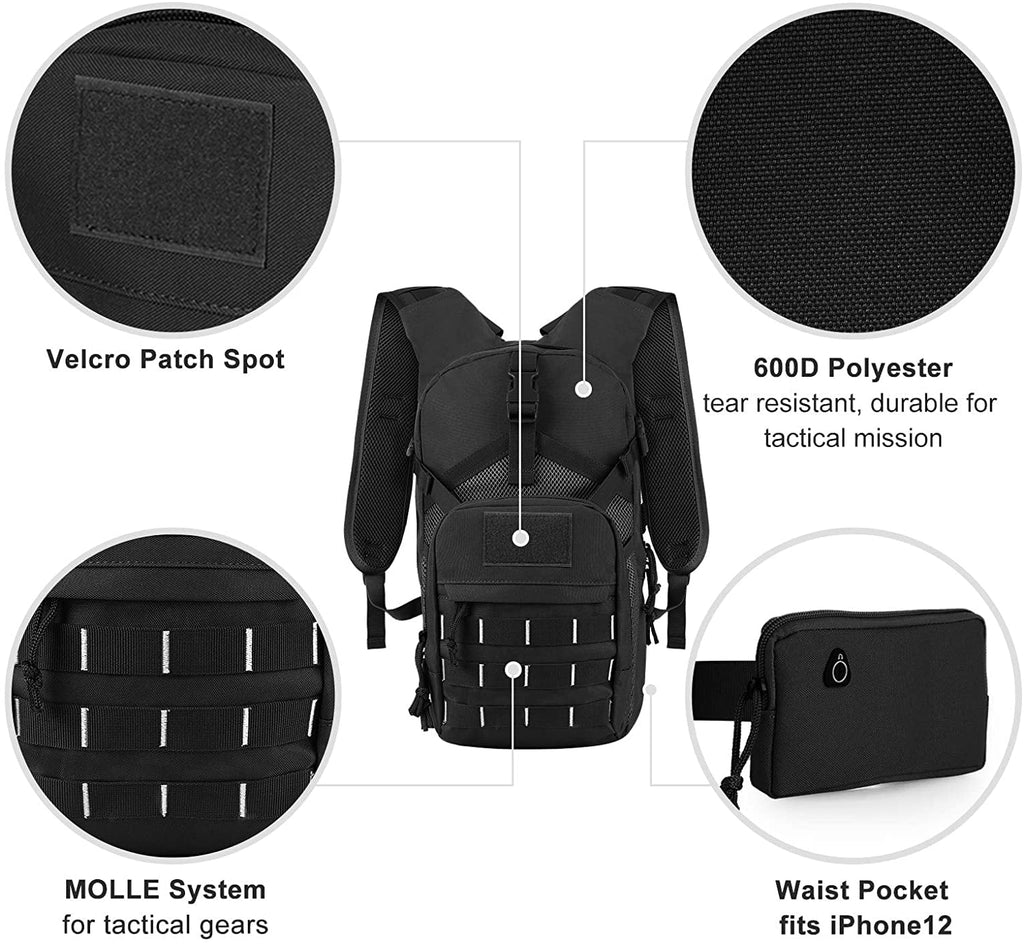 with Free liquid Running BPA Military Biking for 2L Bag Bladder, Pack Men Backpack Hiking Fits Thermal Daypack Tactical Adjustable Waist liquid Hydration Cycling Pocket liquid Insulation, Women SKL