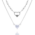 Boutique Women, Blue Box Inc Necklace Heart Omega Link Teens Double Chain for