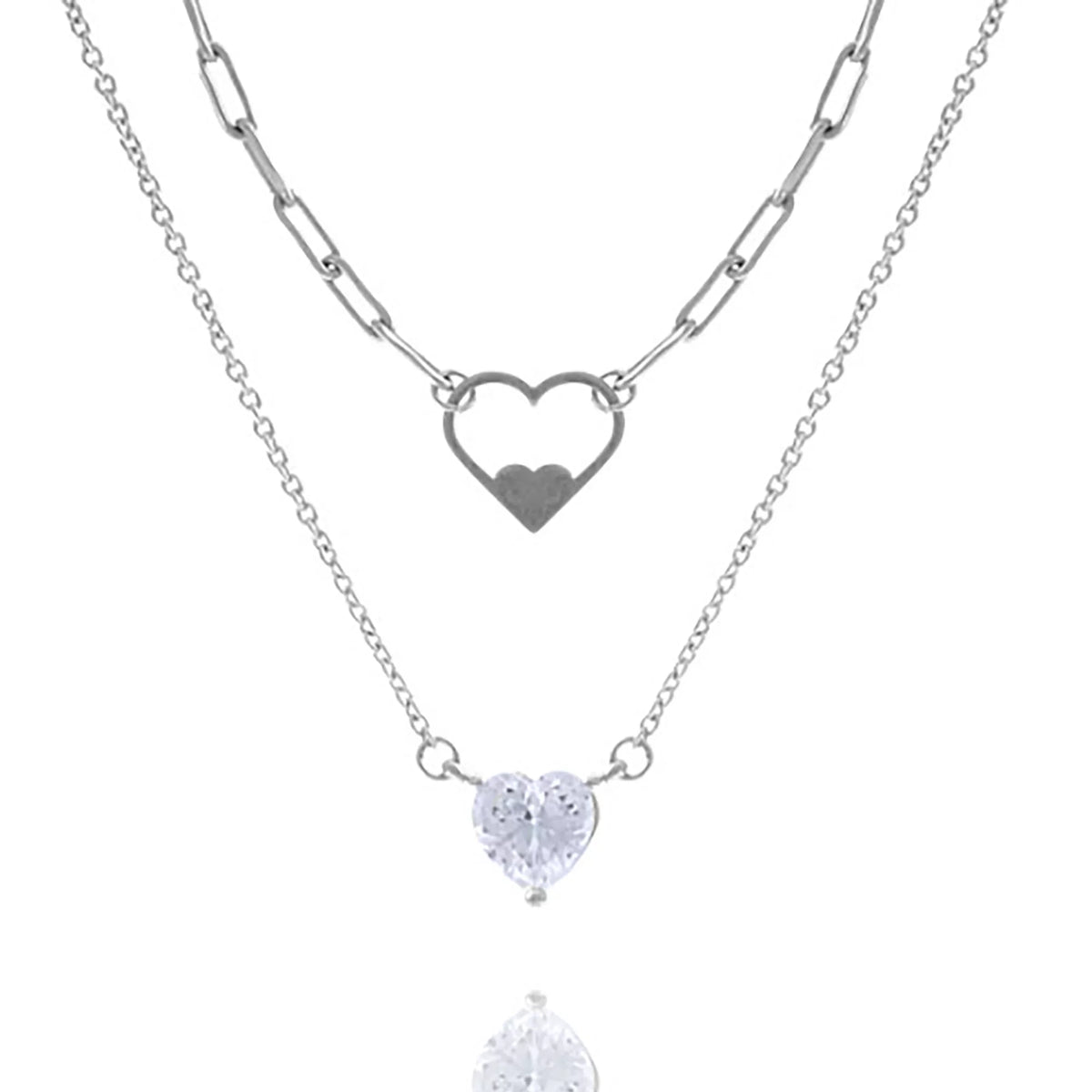 Boutique Women, Blue Box Inc Necklace Heart Omega Link Teens Double Chain for