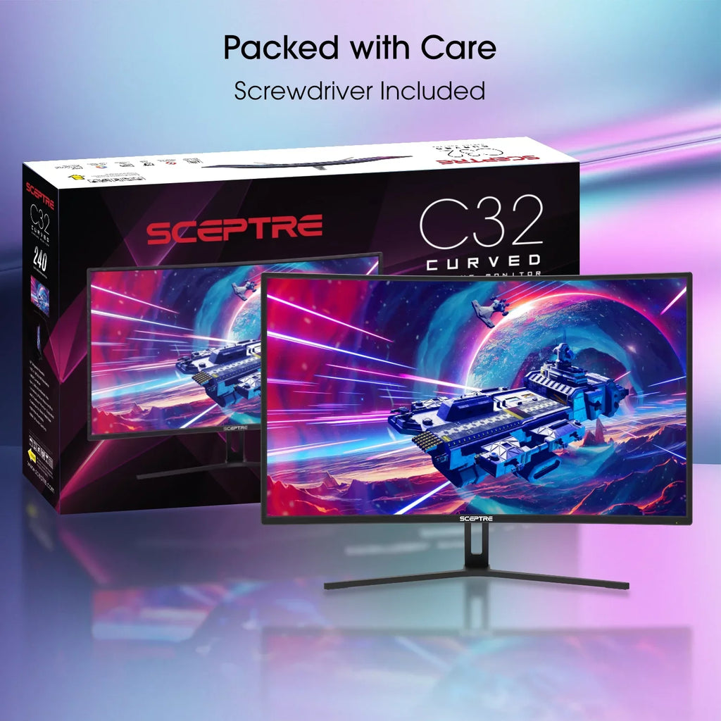Curved Gaming DisplayPort FreeSync AMD 99% Sceptre 144Hz Speakers, Black 165Hz Machine to (C325B-185RD) 32-inch DisplayPort Build-in sRGB 240Hz HDMI up Monitor