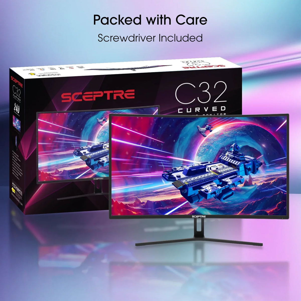 Curved Gaming DisplayPort FreeSync AMD 99% Sceptre 144Hz Speakers, Black 165Hz Machine to (C325B-185RD) 32-inch DisplayPort Build-in sRGB 240Hz HDMI up Monitor