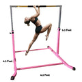 Training Pink Bar for Expandable Junior Curved Bar Kip Fitness Hand Up Gym | Adjustable 5FT Duty | Horizontal Cushioned Heavy Height Bar Legs, Pro-Gymnastics | Kids to | |
