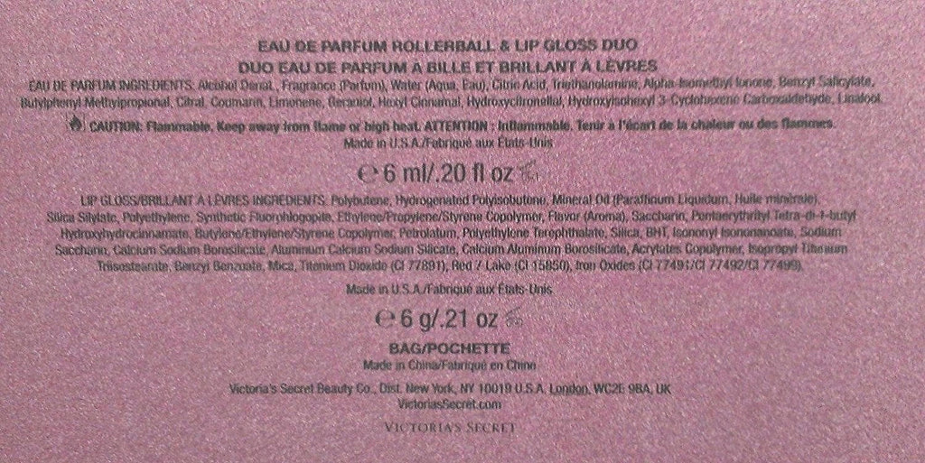 Victoria's Duo Perfume De Rollerball Party Sparkle Gold Heavenly Bag Set Glitter Bag Lip Parfum Eau Gloss & Secret