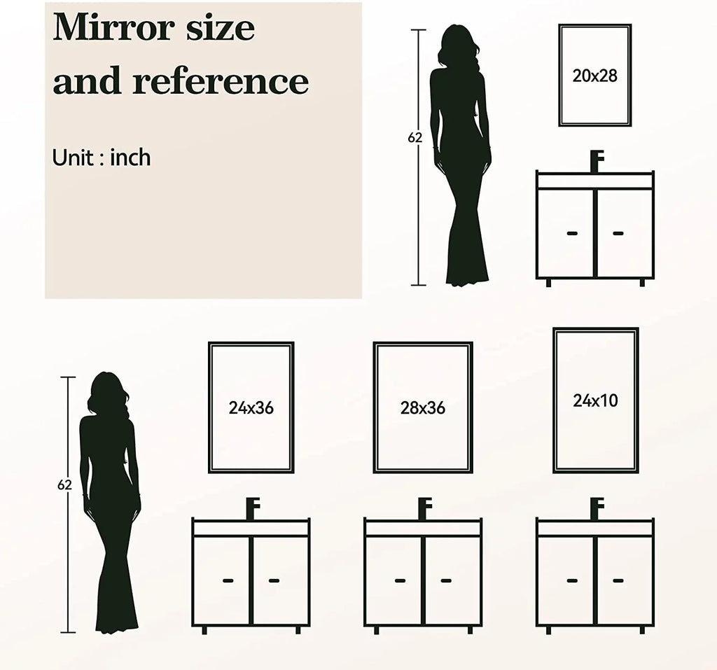 Inch Sensor, Backlit Lighted Lights, 36x28 Mirror, LED Anti-Fog, 3000K-6000K, LED Mirror with Dimmable Bathroom Touch Bathroom ANTEN Mirror Bathroom Vanity Wall-Mounted Mirror,