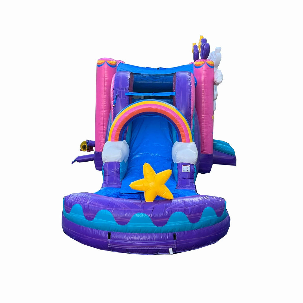 exterior Wet Grade, Adults, Bounce liquid 100% Detachable Pool Inflatable Air Vinyl, Commercial Kids PVC Unicorn House Basketball XJUMP Combo with and (with for Blower), Backyard, Hoop, Slide Dry