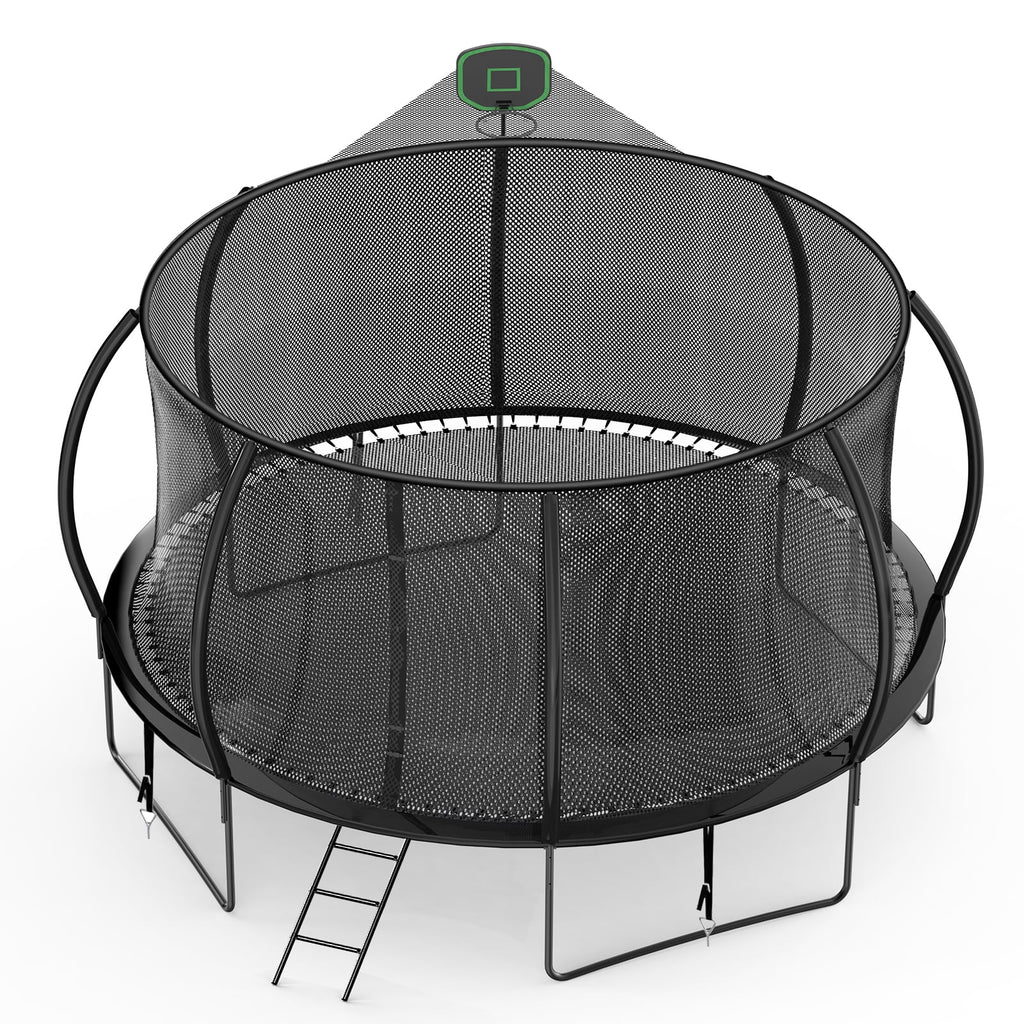 Kids,Pumpkin Trampoline Enclosure for Kids Trampoline exterior Recreational Hoop with with Capacity 12FT Basketball 4-6 990LBS Backyard Net,Sprinkler,Light,Socks,Ladder, Trampoline for FIZITI
