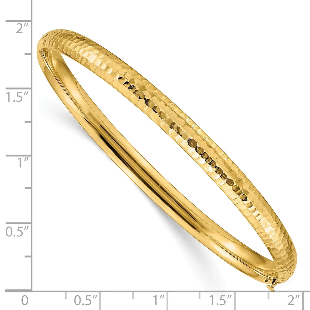 mm 14K Bangle Gold Bracelet Finest Yellow Gold 0.187 Hinged Hammered Fancy