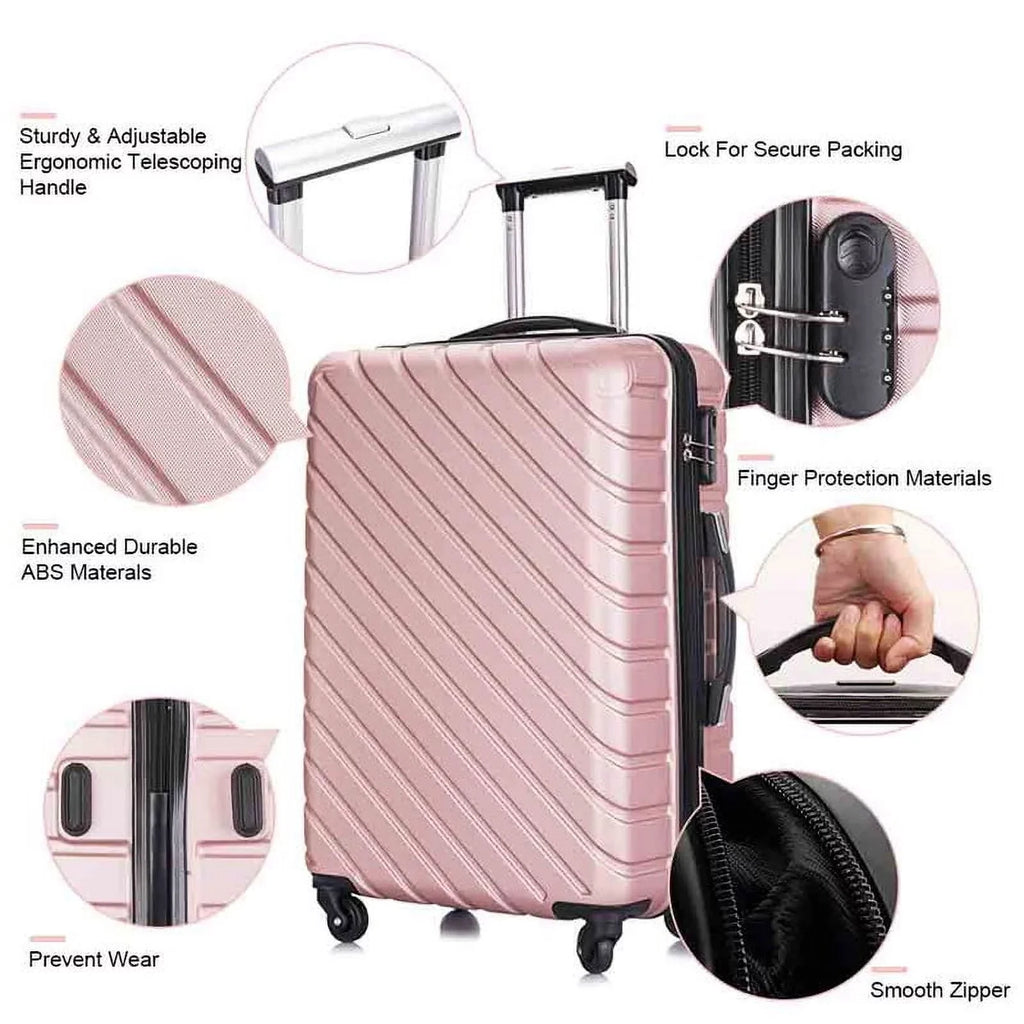 4 Luggage Luggage Piece gold rose Cover&Hanger Spinner Hardshell with On Suitcase,Carry Free Wheels Sets,Travel Inside