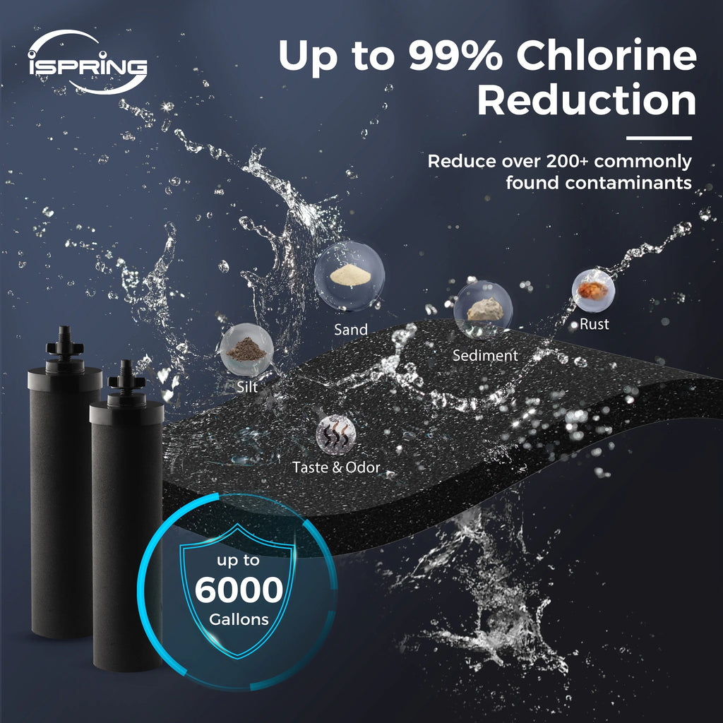 liquid iSpring Base,3.17 Activated liquid Gravity-Fed liquid System Filter Countertop Gallons DGF2-DW Stainless Filters,Chlorine 2 Wood Carbon Dark Reduction,Portable with Steel Filter with