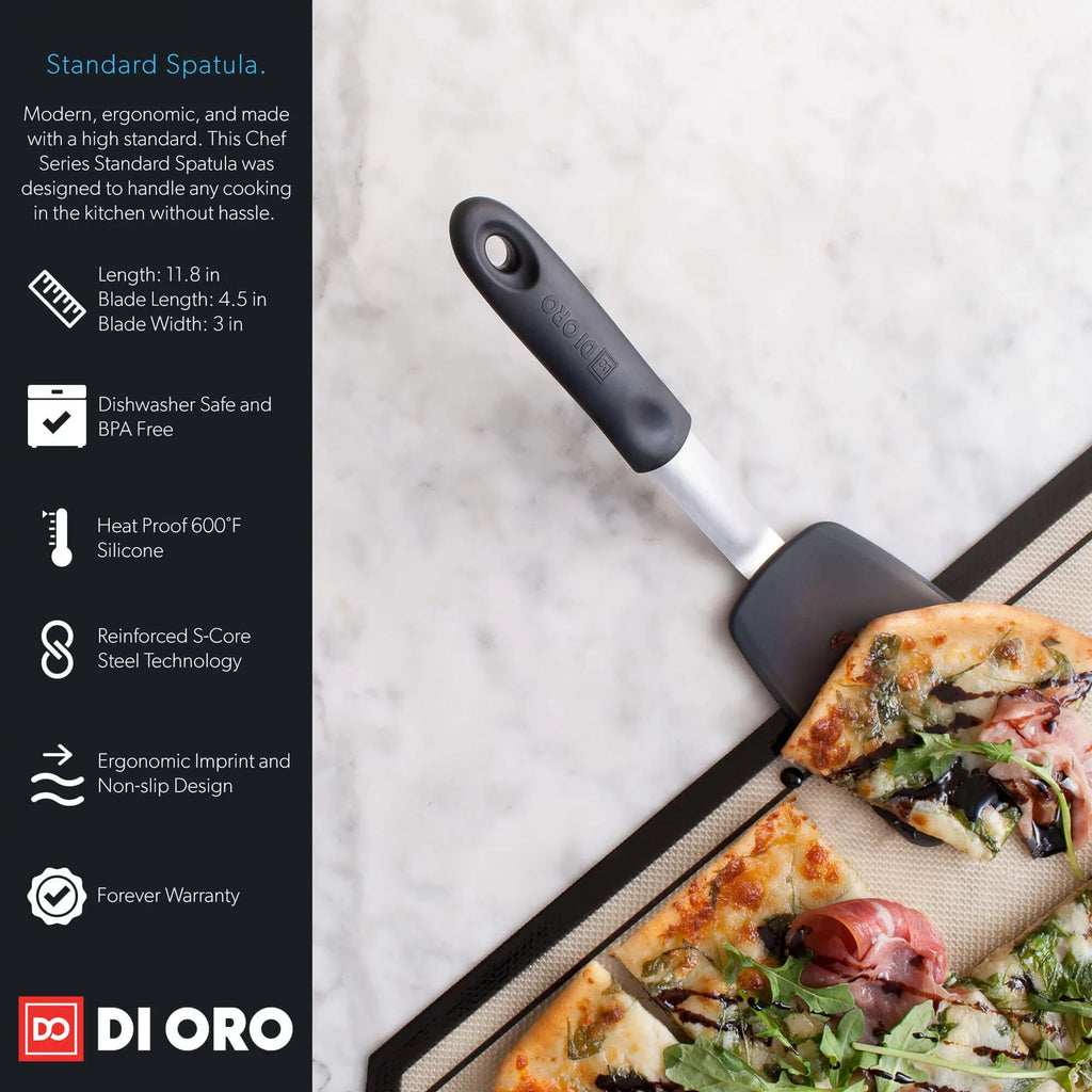 Di Series Heat Resistant Kitchen Standard - Flexible Turner Spatula 600F Rubber Silicone Chef Spatula Oro