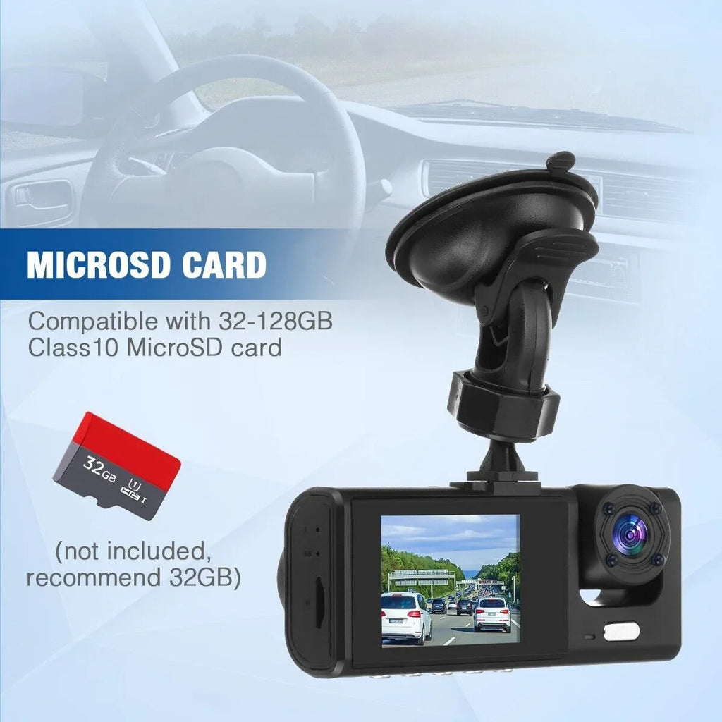 Car Recorder 1080P G-sensor Dash Lens Camera Dual Front/Rear/Inside Video Cam