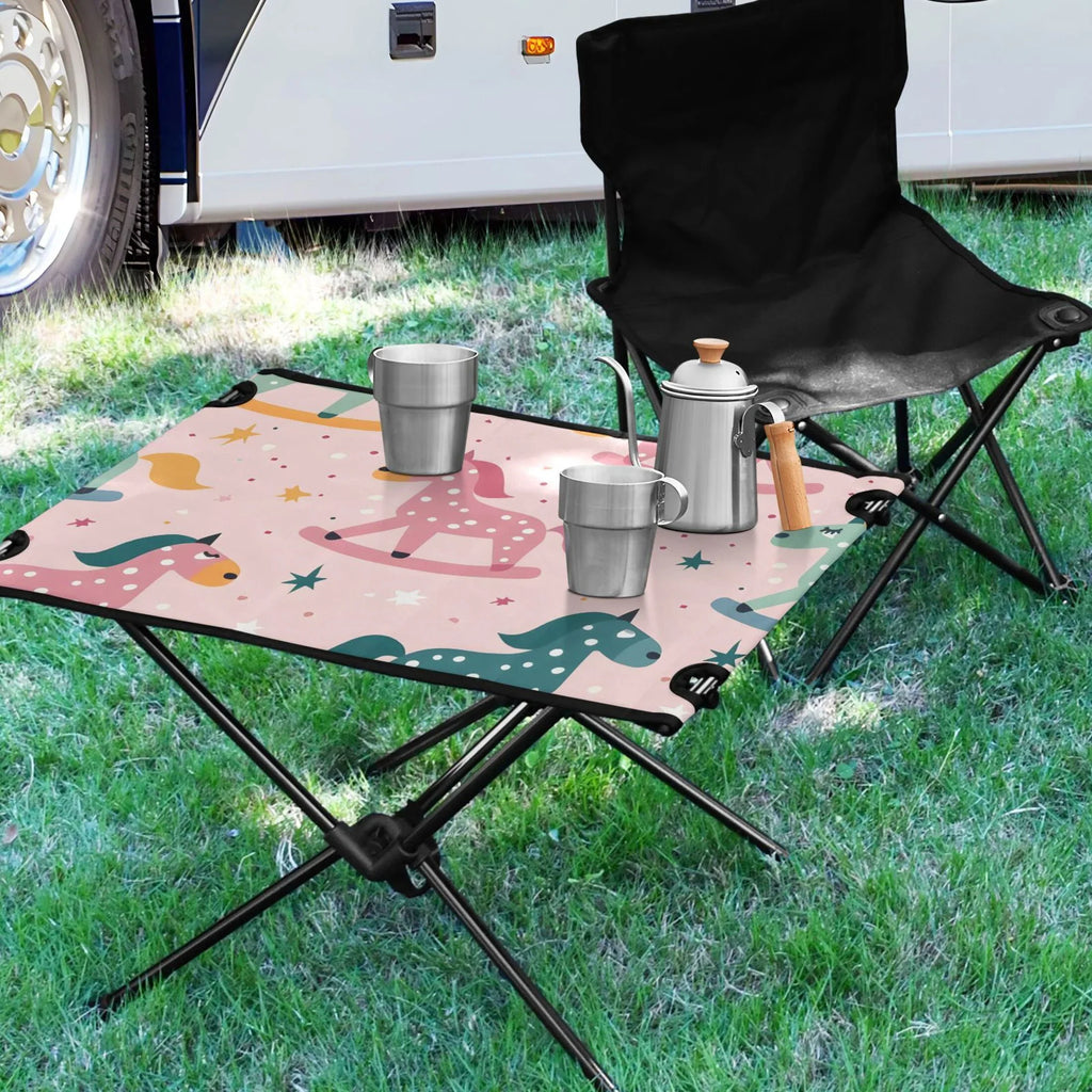 Table Cartoon Storage and Picnic with Table Fishing Beach Travel exterior BBQ Stars Horse Folding Bag Table Camping Portable Compact for