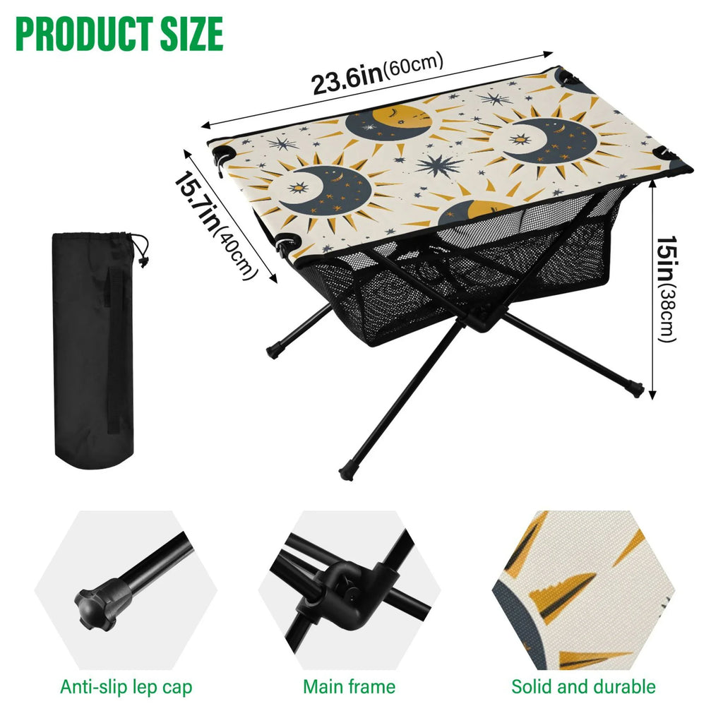 Table and Beach Table Camping Compact for Sun exterior Folding Bag Travel Storage Stars Table Picnic with Moon BBQ Fishing Portable