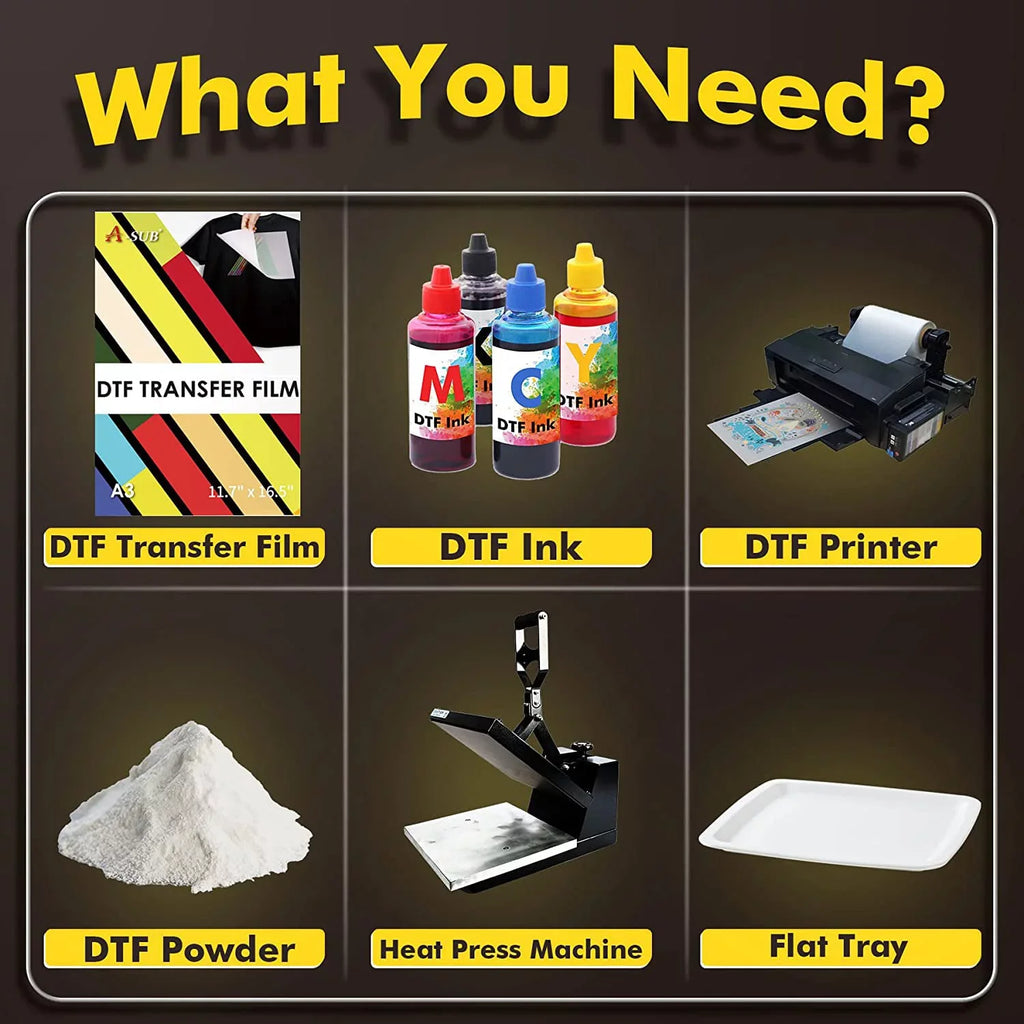 A3 Transfer Film Sublimation Fabrics Film and for - DTF Clear Heat Transfer A-SUB DTF Paper Powder 11.7"x16.5" Powder DTF Dark/Light Transfer Film for and Adhesive