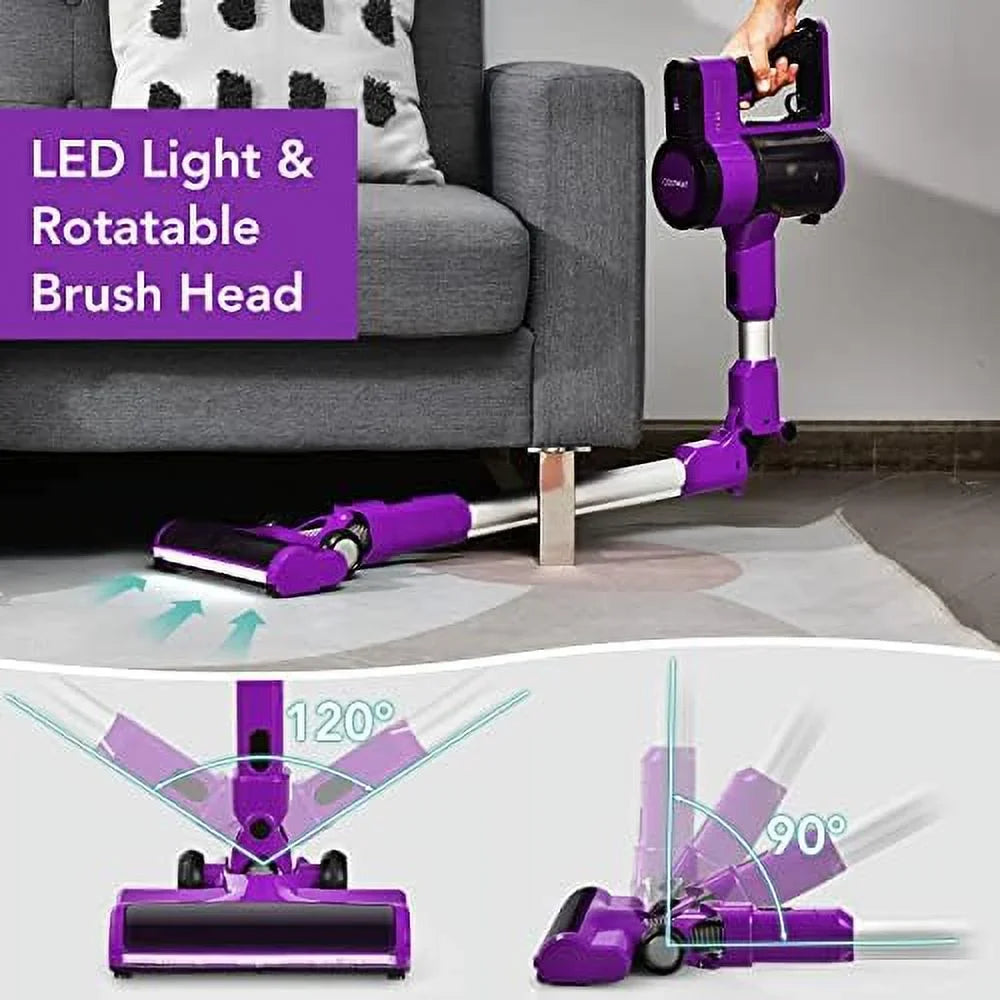 Handheld Vacuum (Purple) Cordless Pet Floor 2000Mah Cleaner, & Vacuum With Rechargeable & Carpet Vacuum Lightweight Hair, For 3-In-1 Hard Stick Runtime 45-Minute Battery, Wall-Mounted Car,