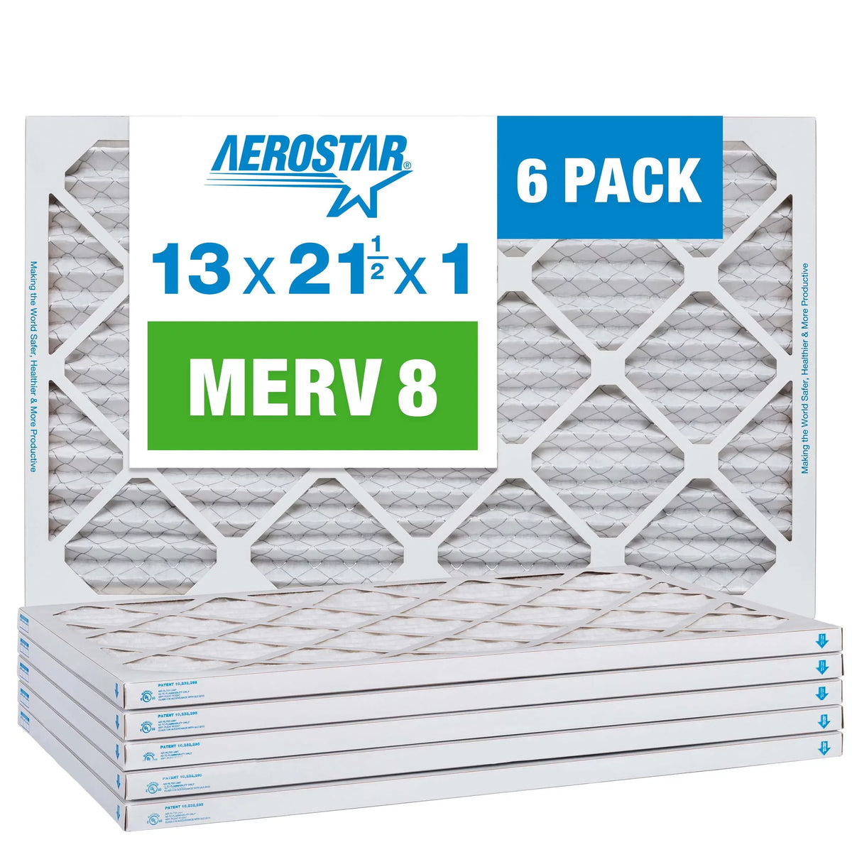 8 1/2 1 Air Air Pack AC x x 21 Pleated 13 Furnace MERV 6 Filter, Aerostar Filter,