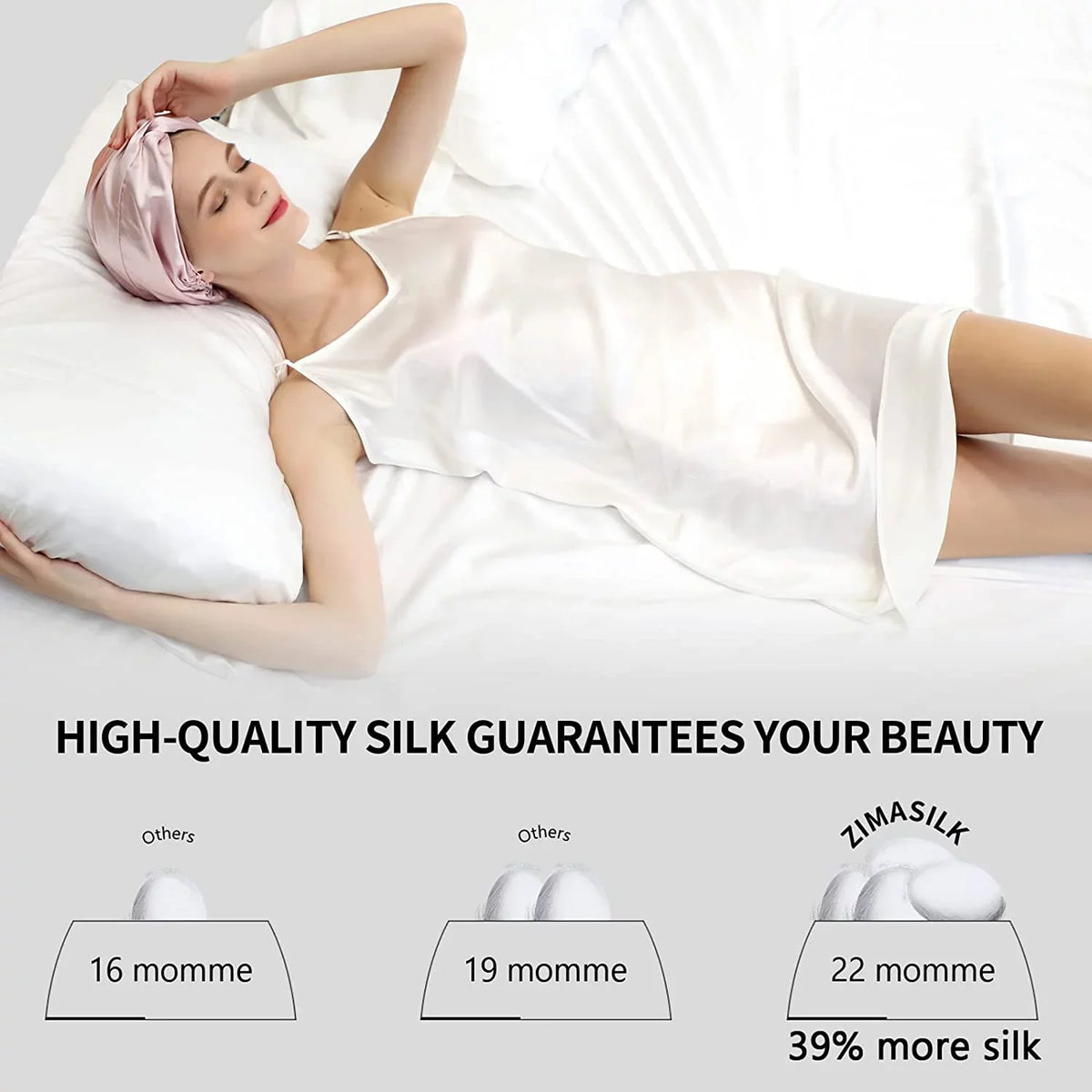 Stay Mulberry Head Cap Caps (1Pc, Silk Elastic 100% with Silk 22 Night on Hair Care, Sleeping Women PINK) Natural for