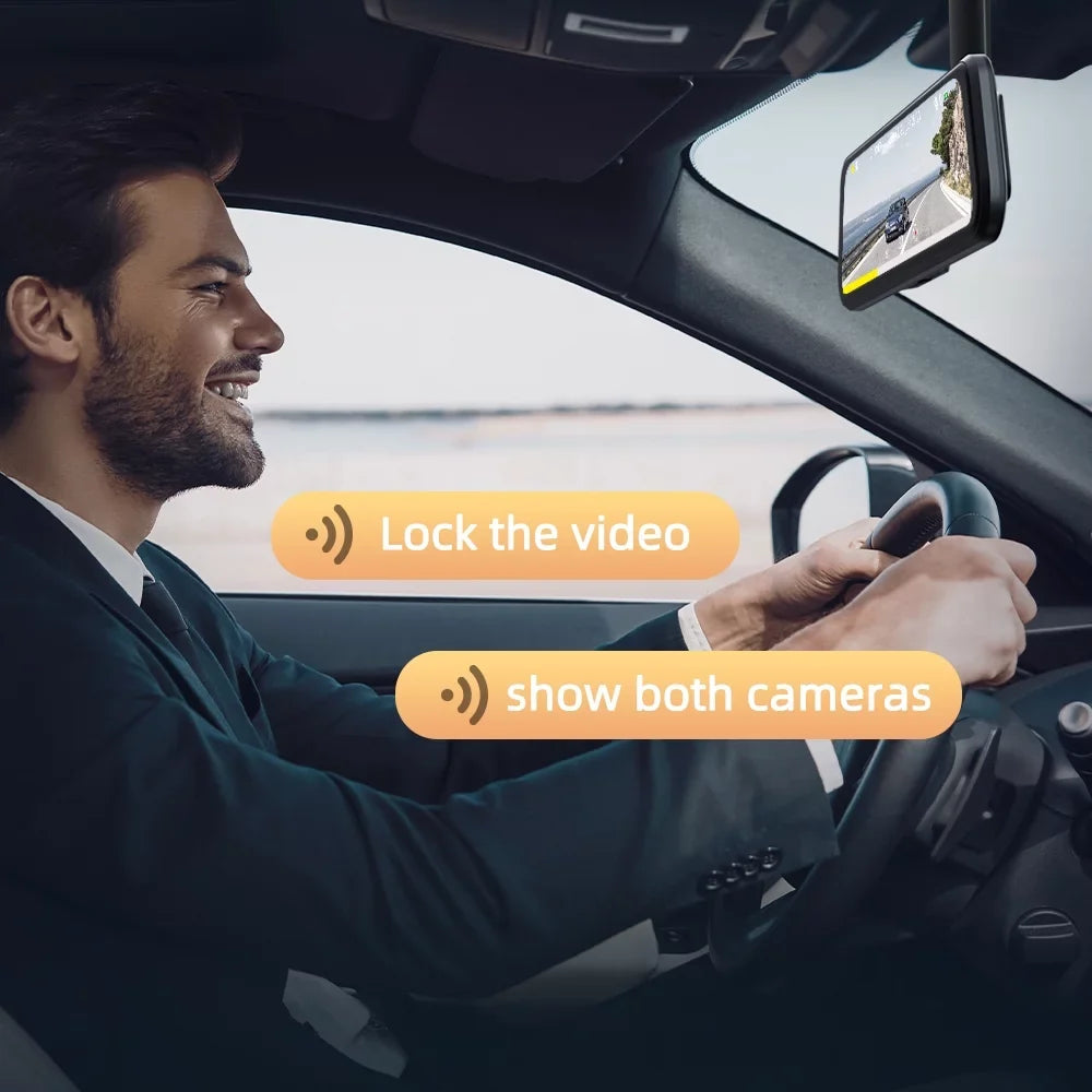 with Cam Voice Built-in GPS Control Cam- Rear UHD Mirror Front 12" and Mirror and 5MP Vantop Dash Dash H812