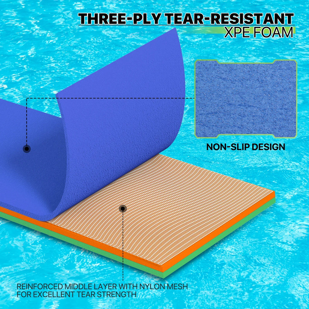 Float Lake Blue 3-Layer 6x2ft Mat Pad Lily liquid exterior Recreation liquid River Activities, XPE for Magshion Floating Foam Ocean liquid Mat, Pool Tear-Resistant Floating Pad,