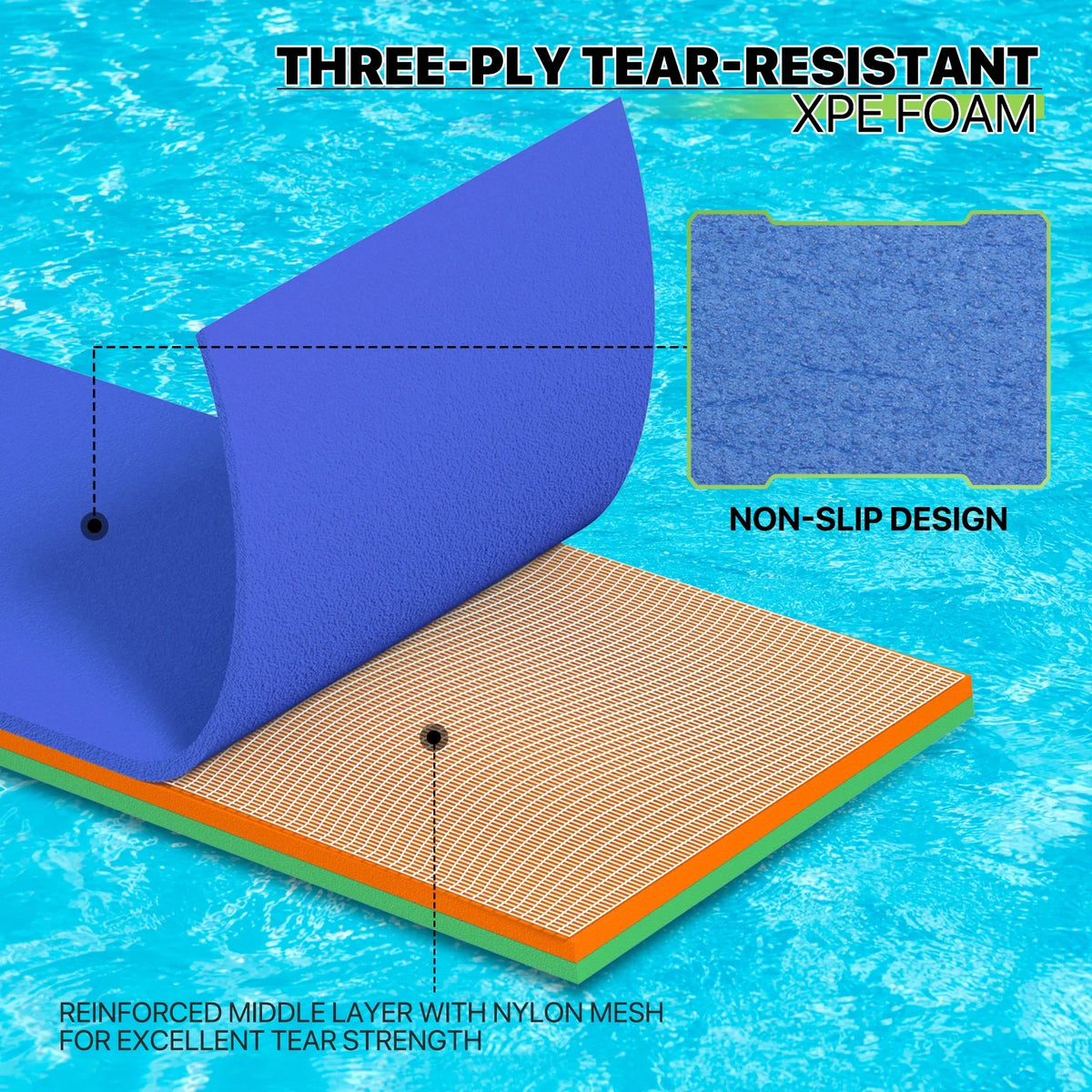 Float Lake Blue 3-Layer 6x2ft Mat Pad Lily liquid exterior Recreation liquid River Activities, XPE for Magshion Floating Foam Ocean liquid Mat, Pool Tear-Resistant Floating Pad,
