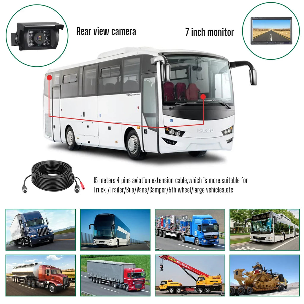 View Back 7’’ Waterproof Trucks, Reverse Kit, Cam with Monitor Rear Night Vision TOGUARD Cars, IR IP67 Vision Camera Backup Night Camping Vans, with CA711 LCD up RVs for Rearview