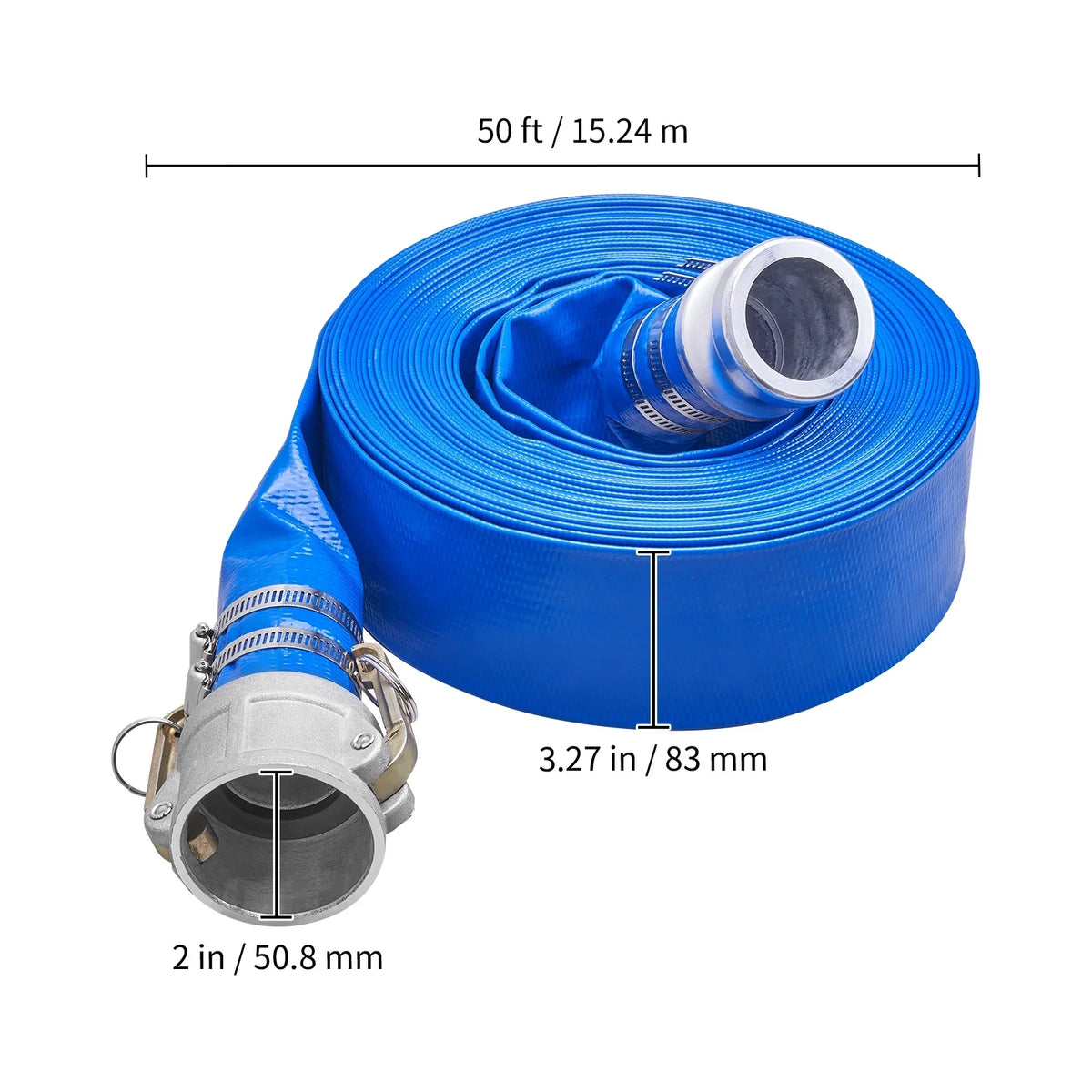 Disposal, x Filter 2'' Fittings Discharge for joints, liquid 50' Swimming Backwash Hose Aluminum C Camlock PVC with Great E Hose BENTISM Pool & with