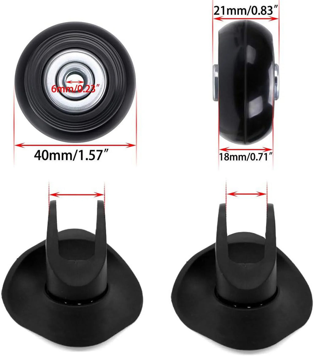 Wheels, 40mm Replacement x Luggage of OwnMy Rubber 4 A Bearings 18mm Caster Wheels Suitcase Repair Set Swivel Kits,