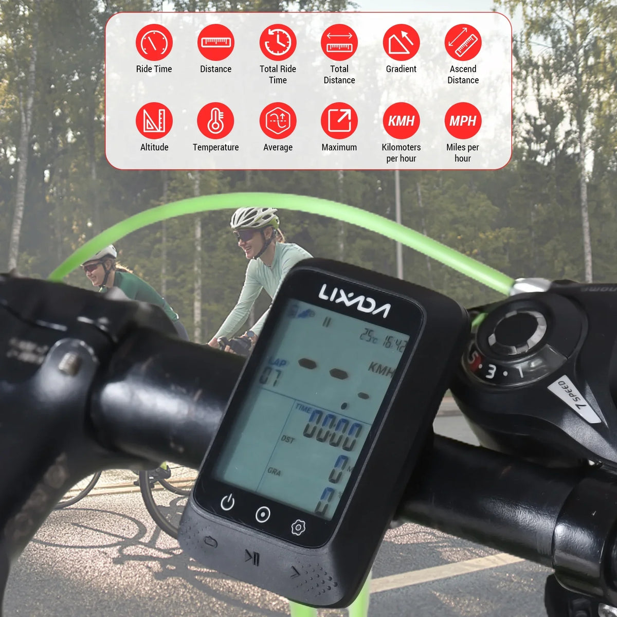Strava Computer Wireless Bike ANT+ Altitude Computer Sensor Lixada Waterproof GPS 2.3in Gradient