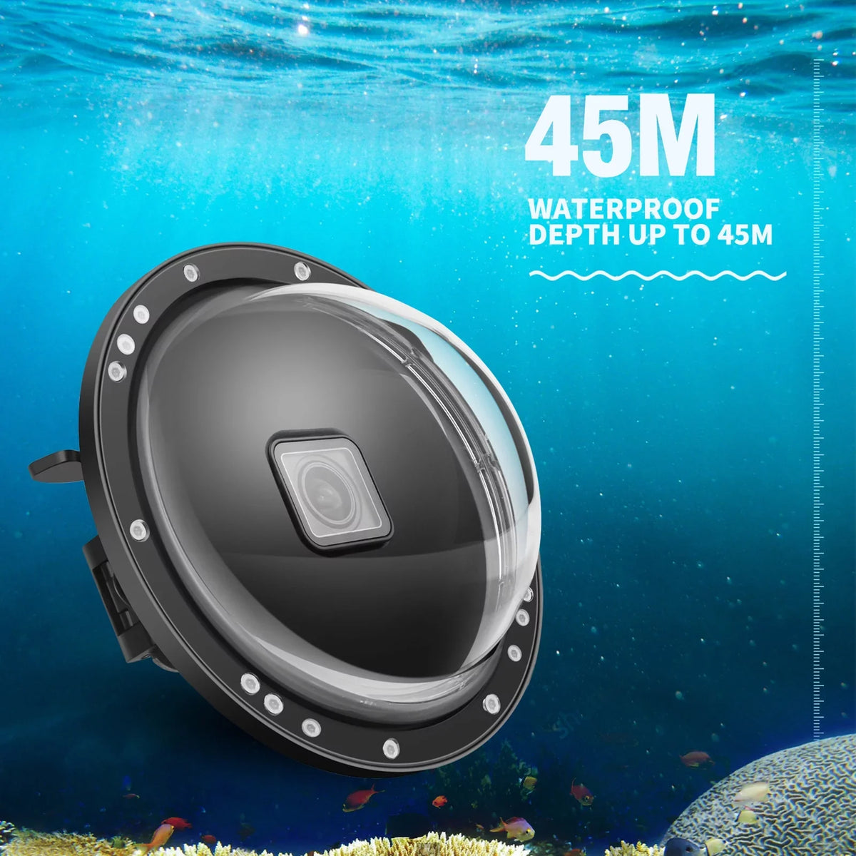 180° Port Handle, Angle Dual and 9 45m for Black Waterproof Waterproof, 10SHOOT Case XTGP559, Wide Dome