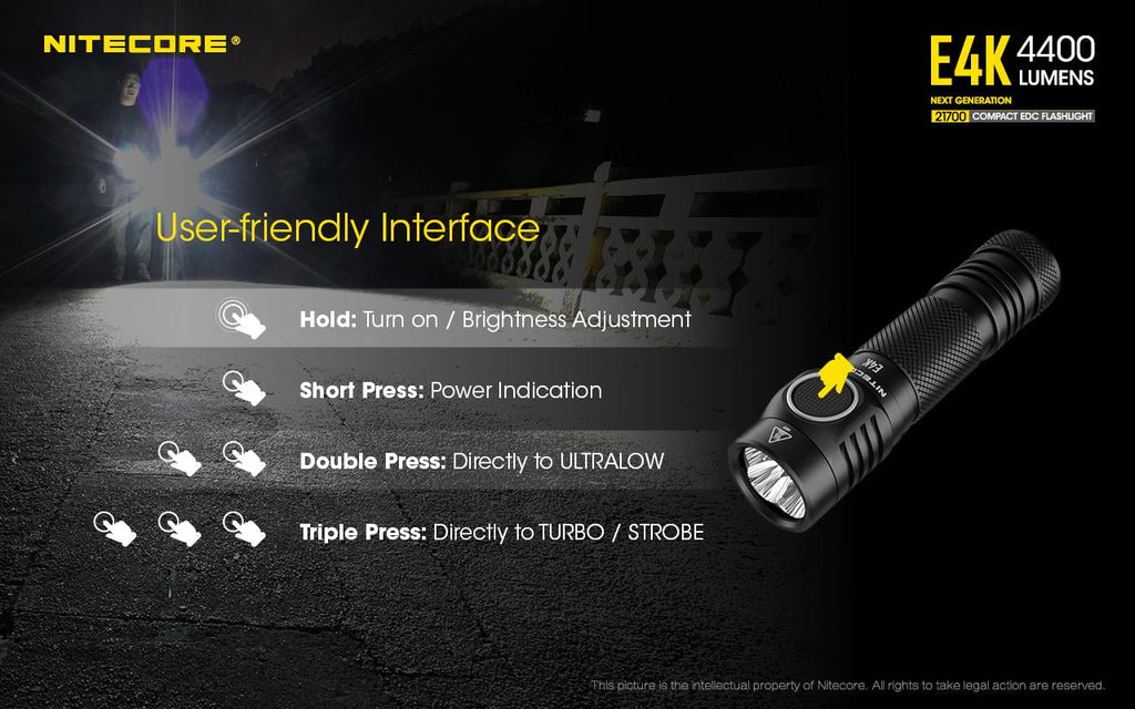 Keychain Flashlight 4400 - Light w/Tiki generation Mini E4K Combo: NITECORE -300 Lumens Lumens Next