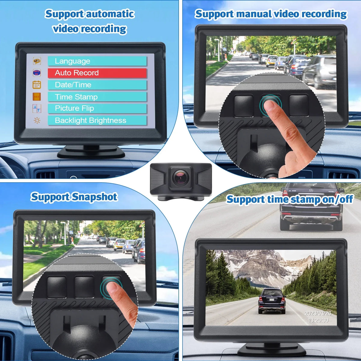 Recorder View Camera Rear Menu Trailer Camper Van Inch Camera OSD Kit Camera Truck with Car Video HD 5 Reverse Backup for Wireless DVR 720P LCD Monitor