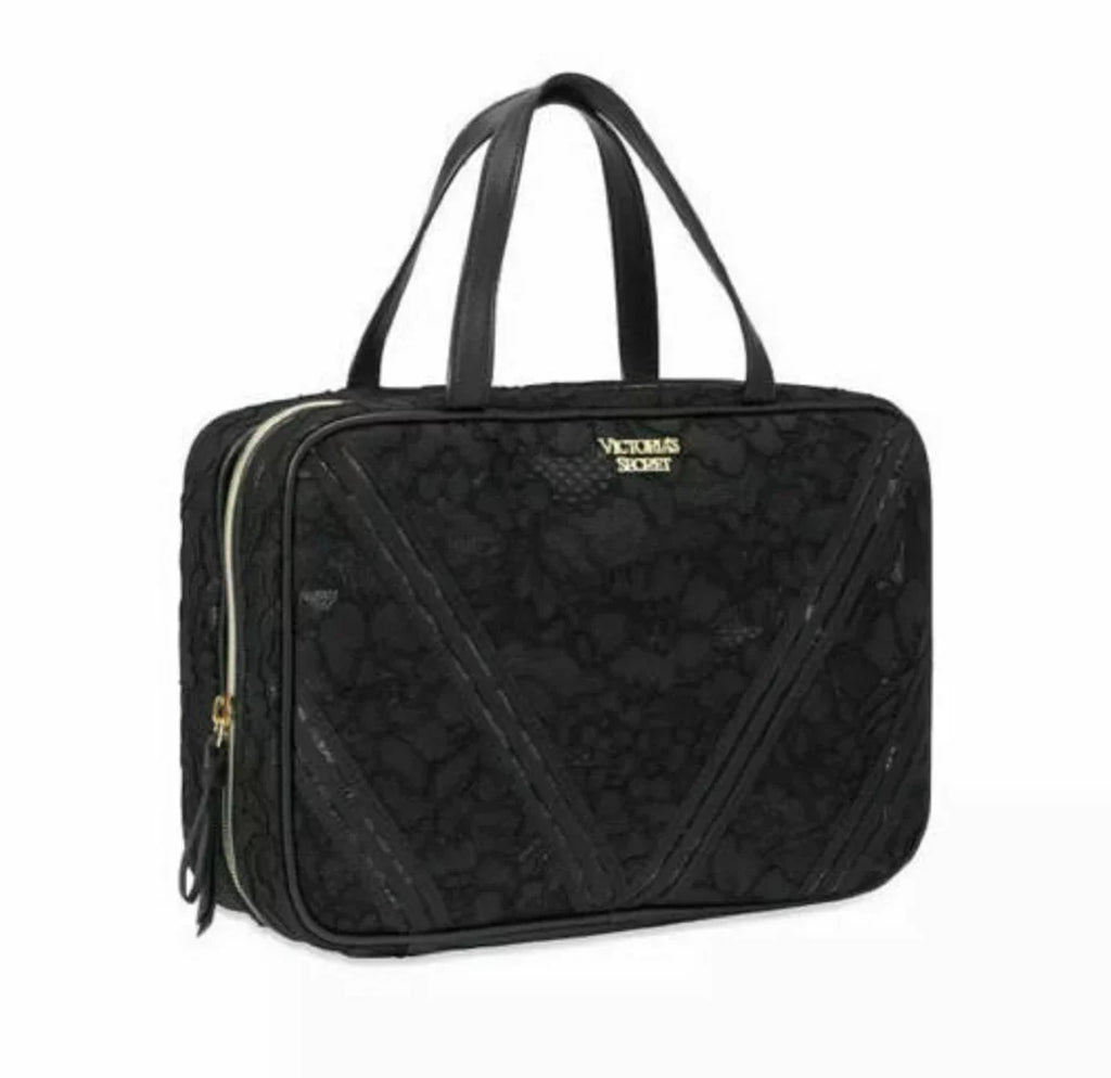 Cosmetics Lace Secret Clear NWT Case Black Travel Victoria's Jetsetter Floral Bag &