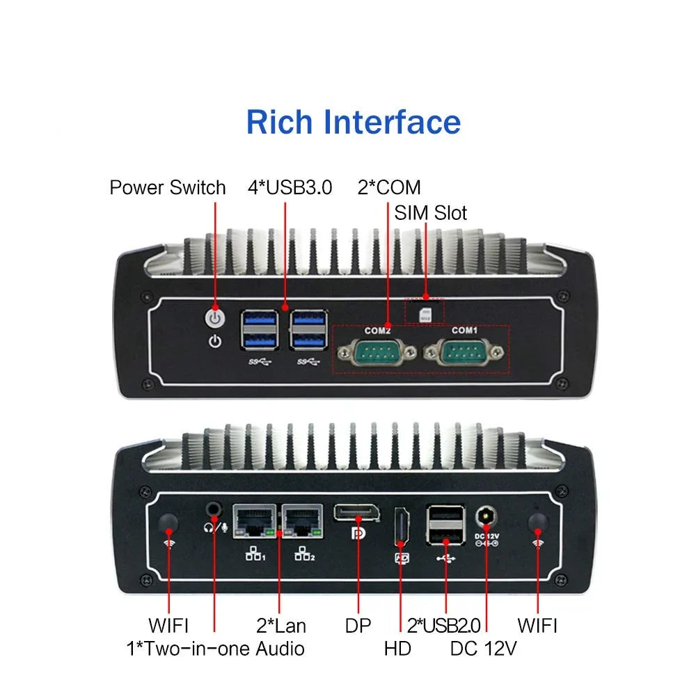 DP, Nic, CPU, Powerful 4 Computer, HDD, 1TB HD, Fanless 8th Dual 10 Industrial i5 PC, Pro SSD Slot, 8250U 8GB Core Mini 4K Ram Card 128GB 2 Gen, PARTAKER Cores 4*USB3.0, Windows SIM Mini COM,